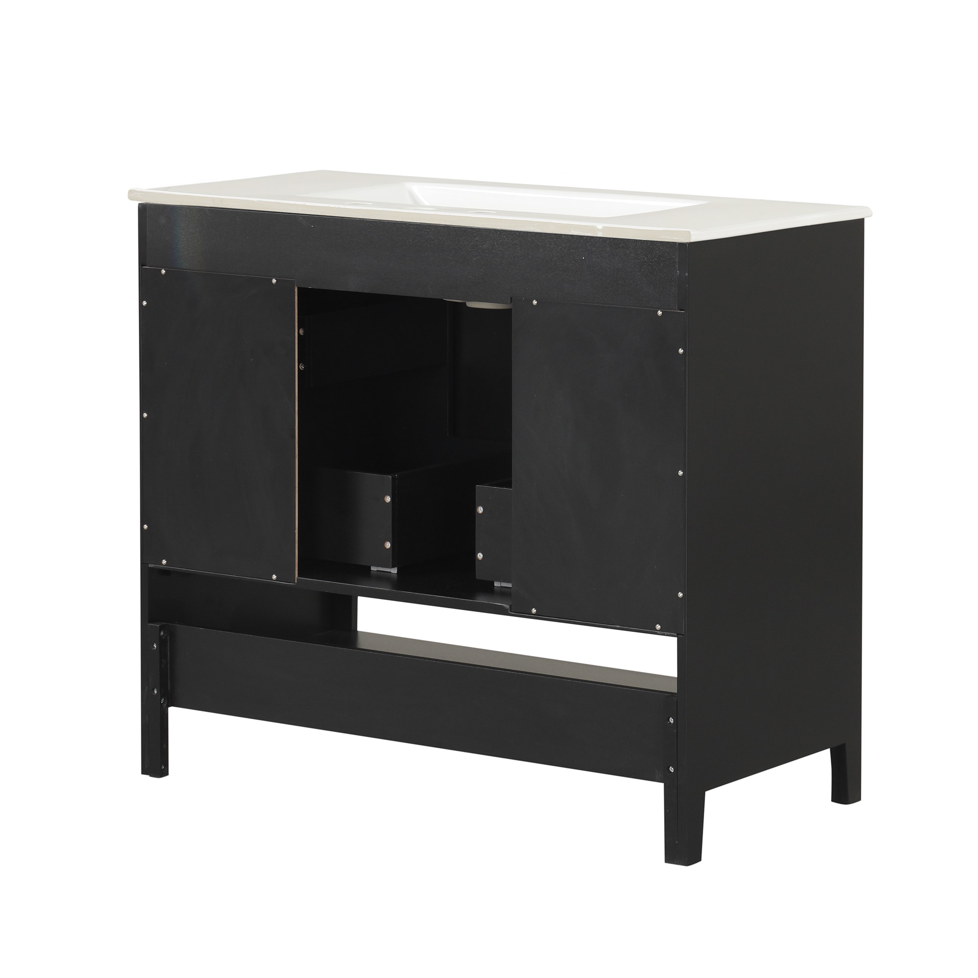 WELLFOR 36-in Black Undermount Single Sink Bathroom Vanity WELLFOR 36-in Black Undermount Single Sink Bathroom Vanity