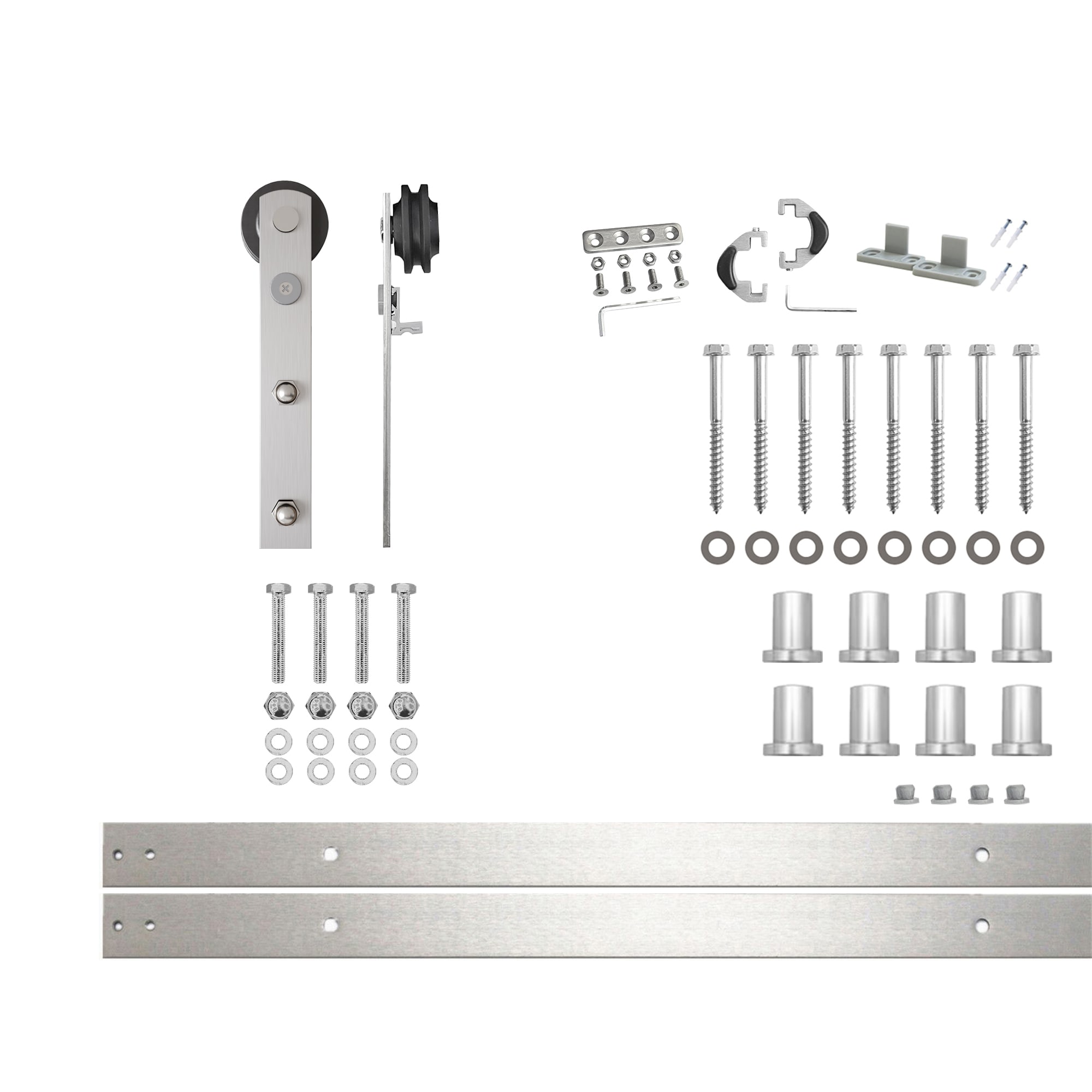 HOMACER ZT1DNZ120C 120-in Brushed Brushed Nickel Indoor I-strap Single Barn door hardware kit