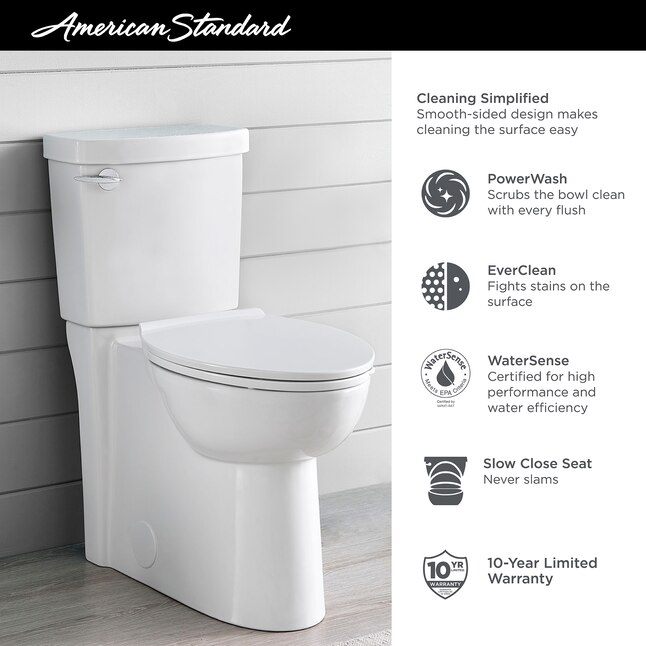 American Standard Clean White Elongated Chair Height 2 Piece Watersense Toilet 12 In Rough Size Ada Compliant The Toilets Department At Com - How To Remove American Standard Toilet Seat Clean