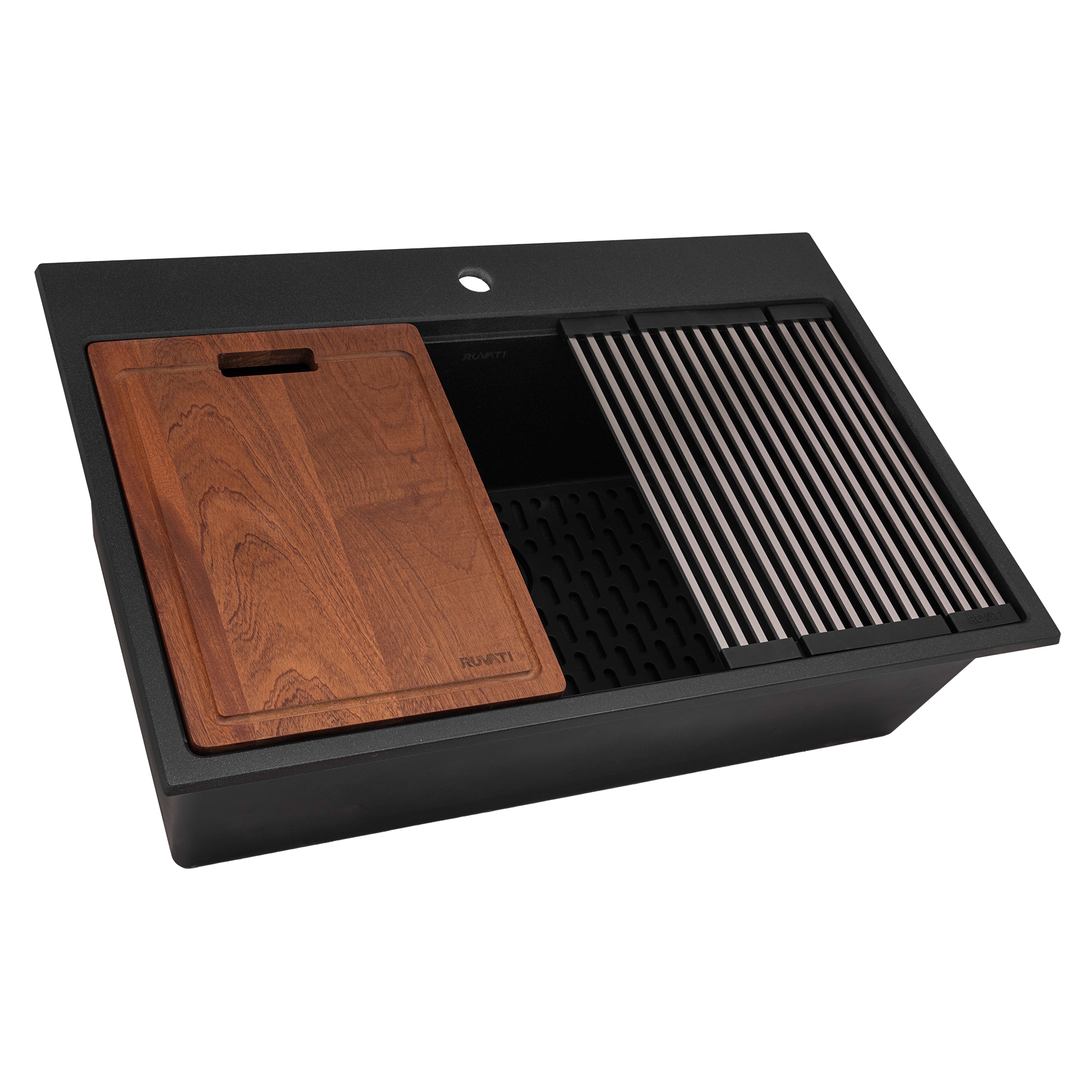 Ruvati RVG1325CK epiRock Drop-in 33-Inches x 22-Inches Composite Single bowl 1-Hole Workstation Kitchen Sink