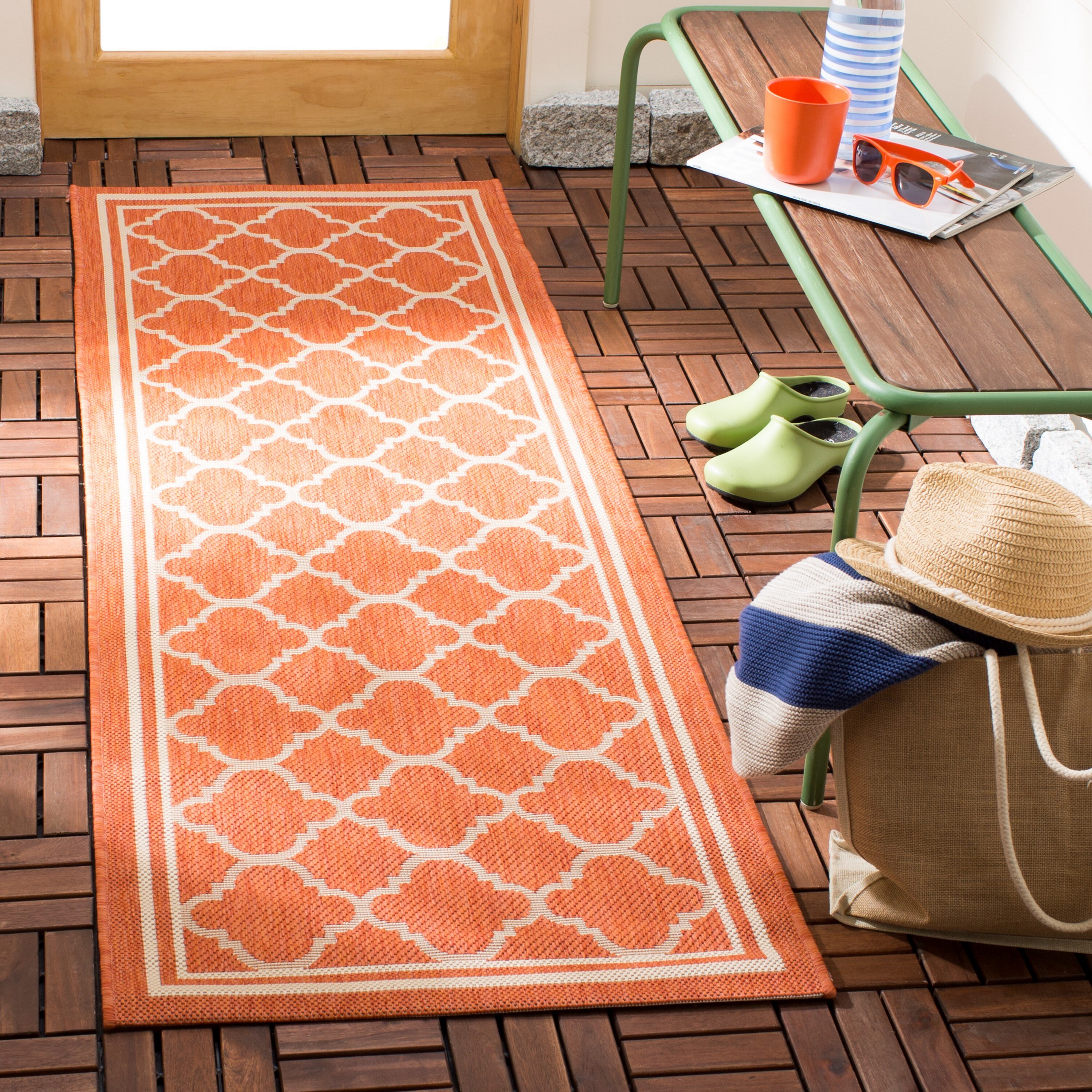 Runner Rug, Kitchen Rug, Terracotta Runner Rug, Moroccan Tiles Rug