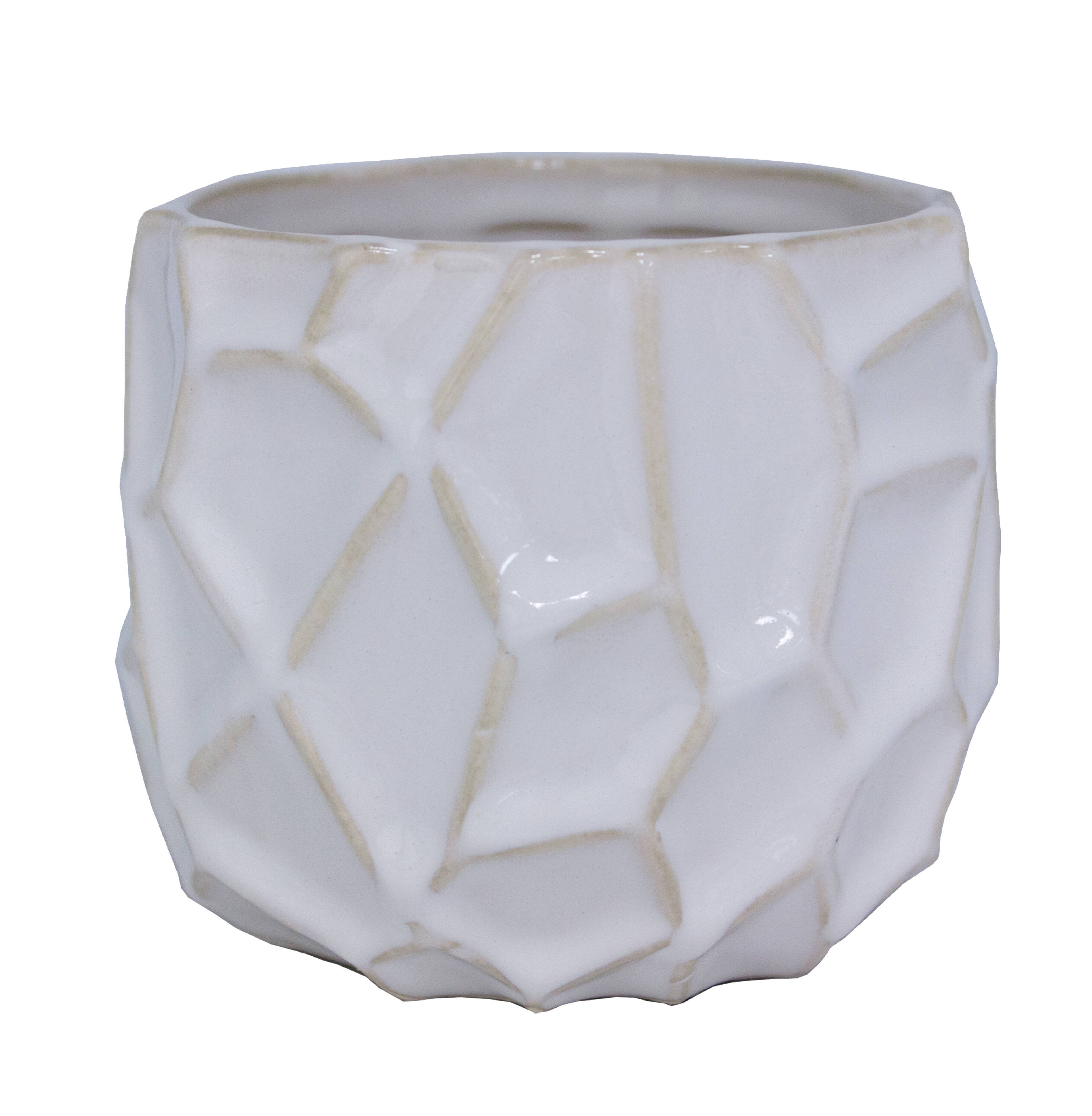 allen + roth CR11448N-S04W Round 3.94-in W x 3.93-in H x 3.937-in D White Ceramic Indoor Planter
