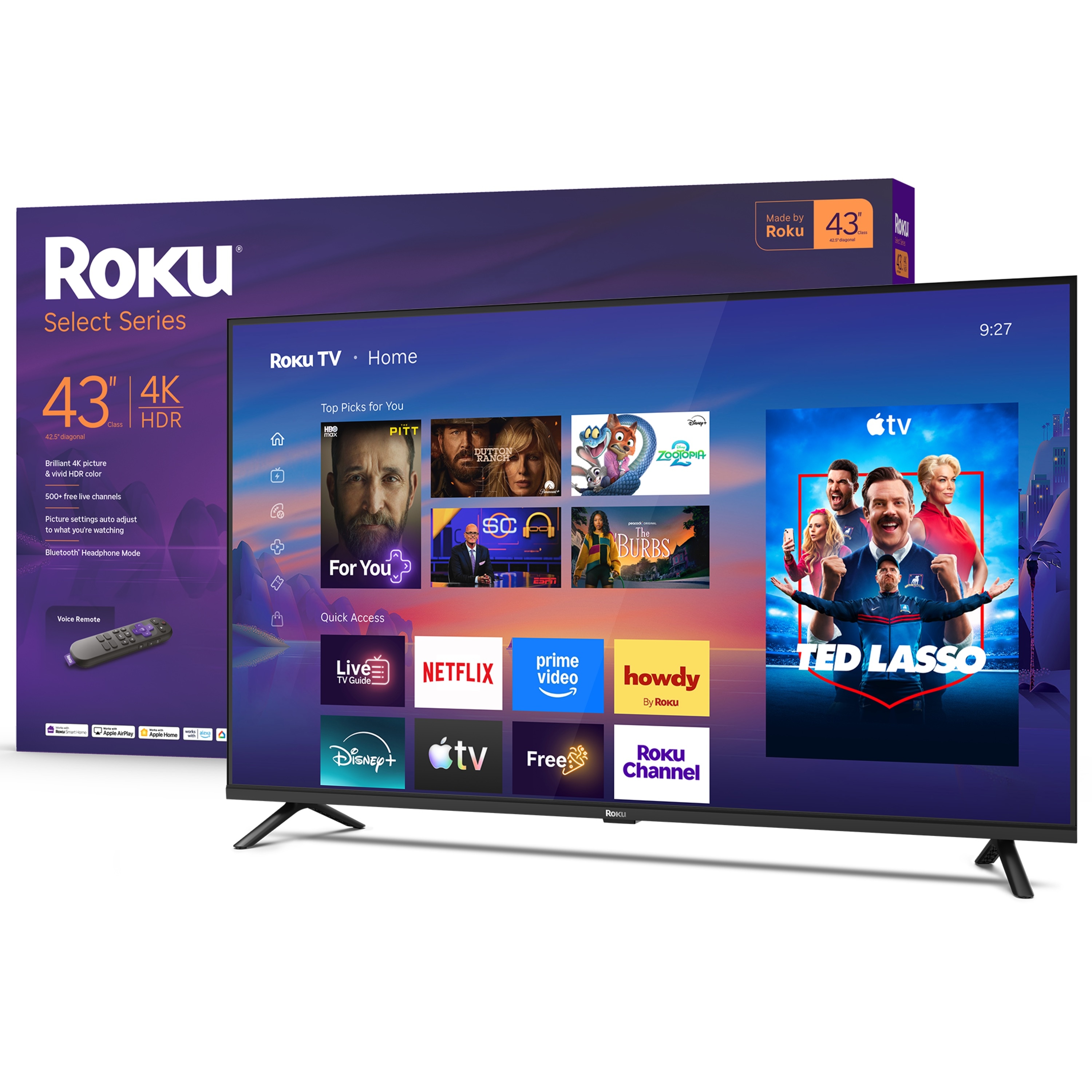 Roku Select Series 4K HDR TV 43-in 2160p (4K) Smart LED Indoor Flat screen Ultra HDTV | 43R4E5