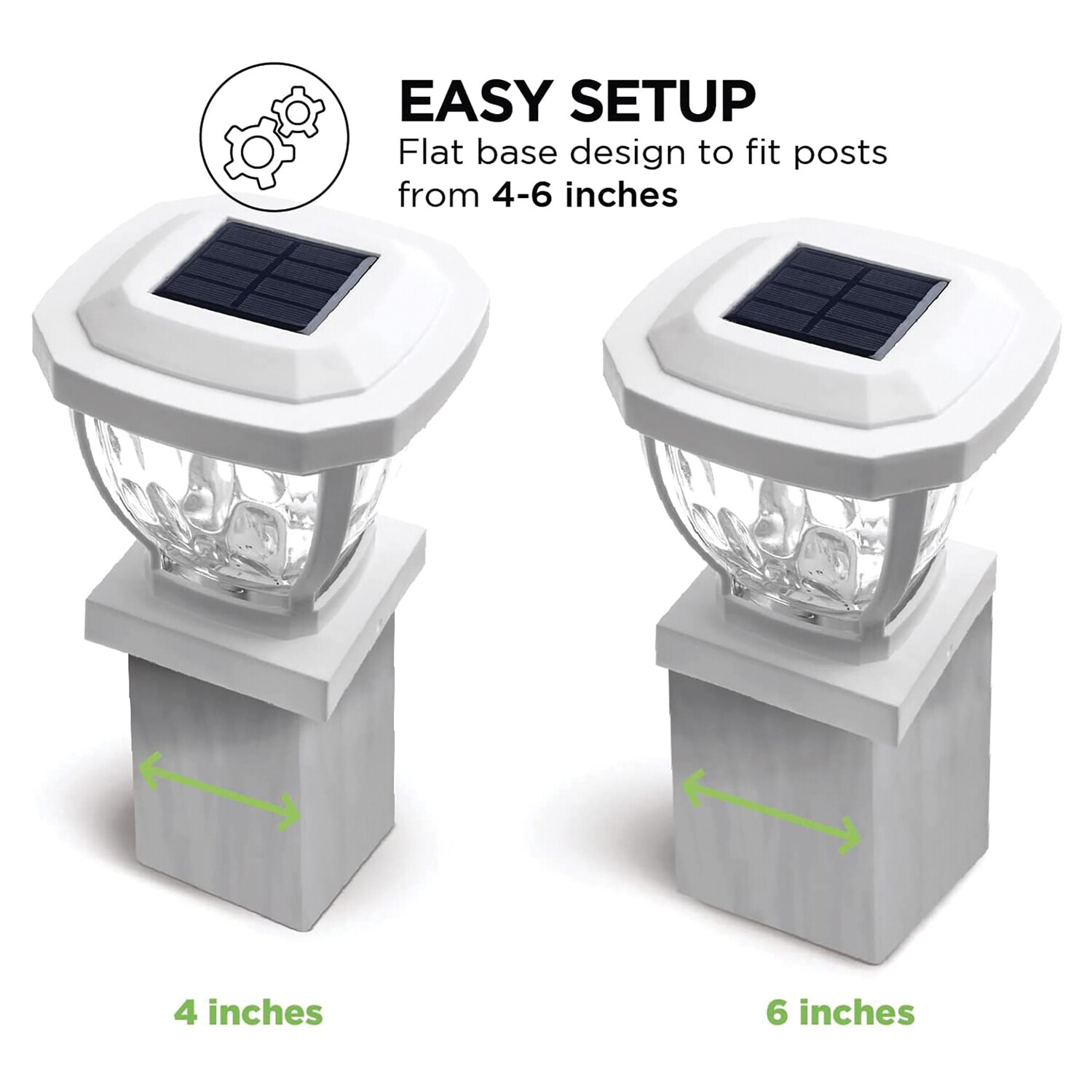White Solar LED Post Cap Lights with Rippled Glass, 2-Pack
