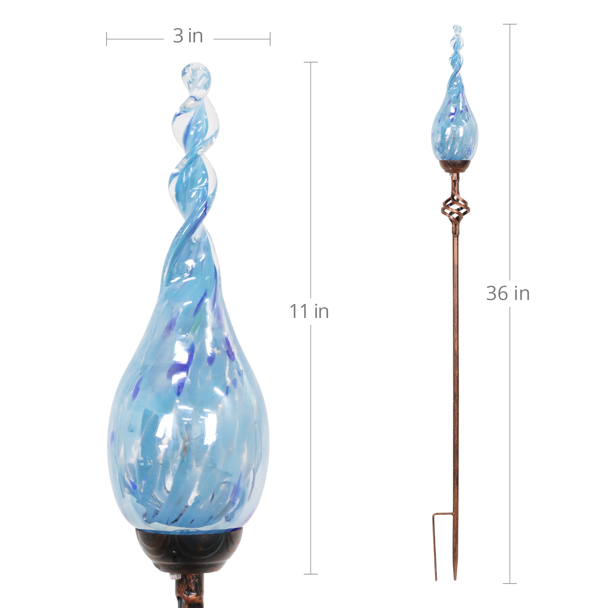 Exhart 36-in Aqua Glass Solar Assorted Stake in the Garden Stakes