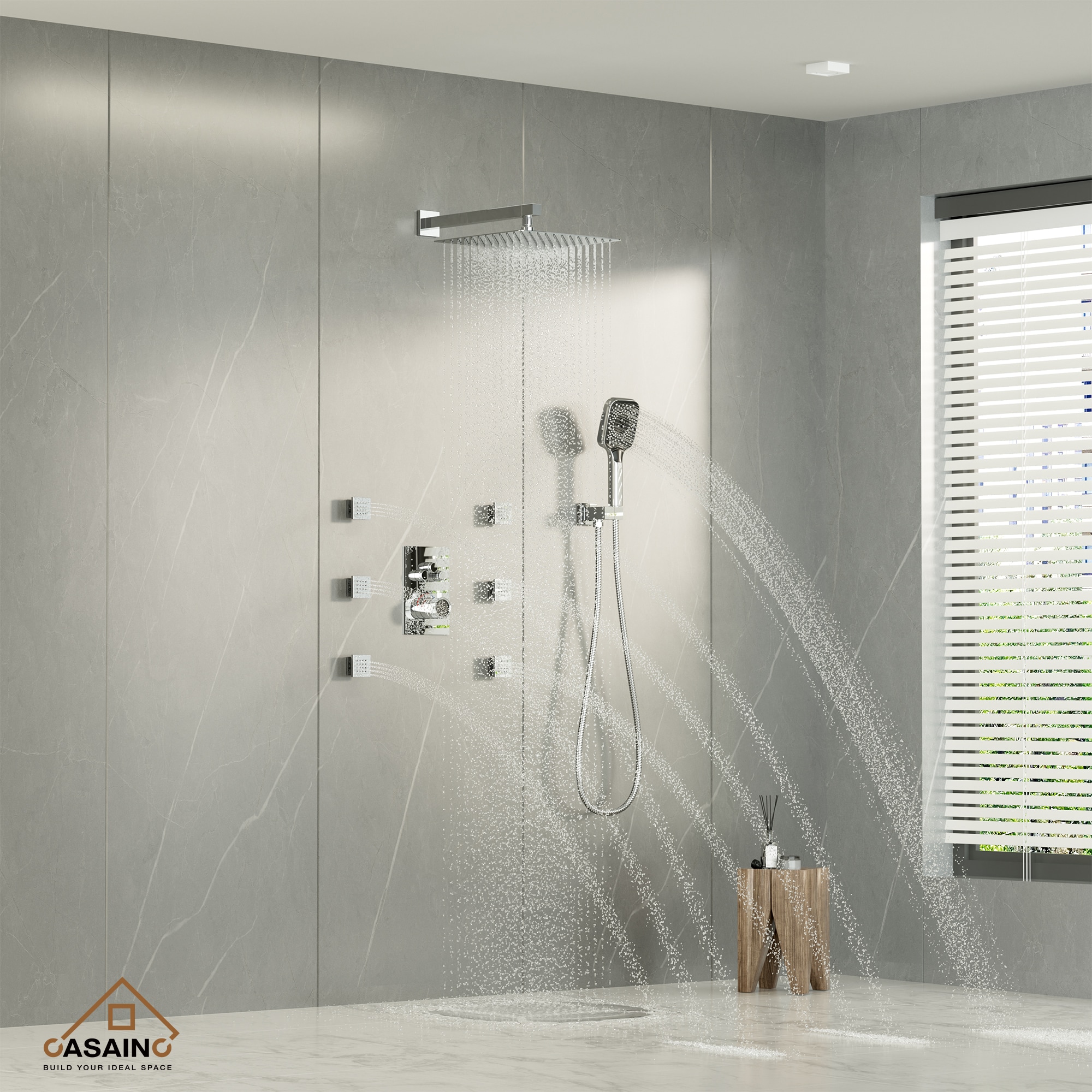 CASAINC Luxury Thermostatic Shower Faucet Chrome With 3-way Diverter ...