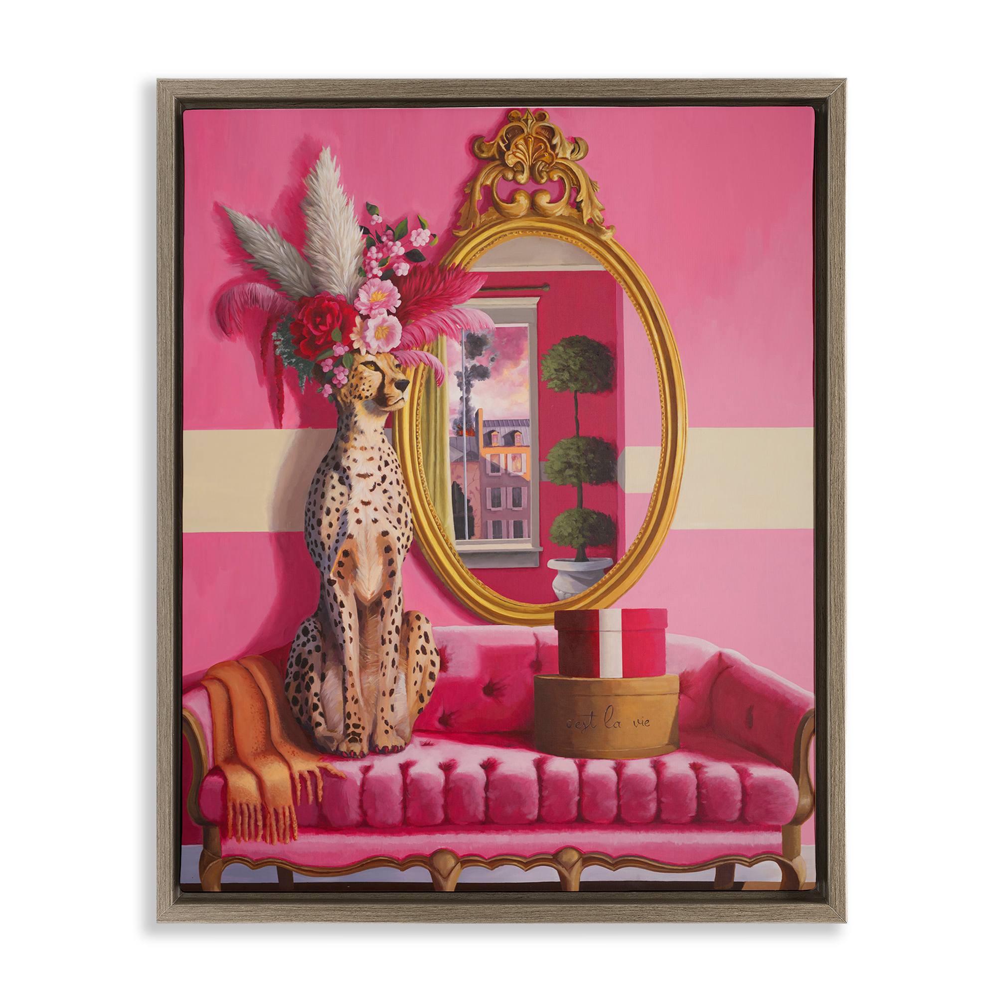 Stupell Industries BS-994-FFE-24X30 Sophisticated Leopard on Couch Floating Frame design by Heather Gauthier