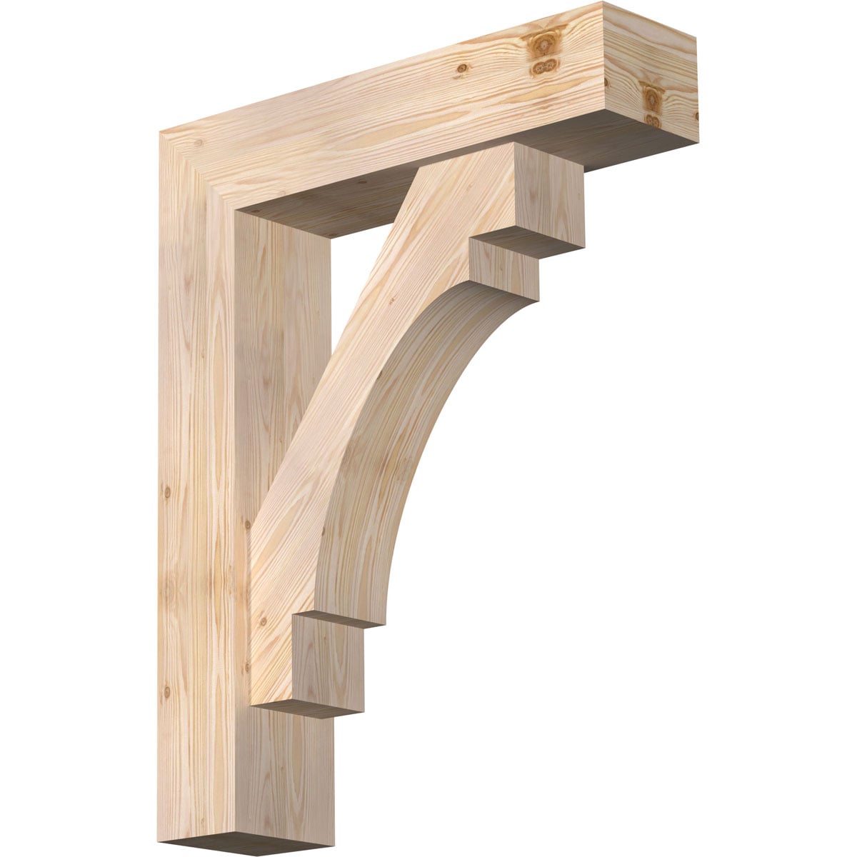 Ekena Millwork 1463388 Merced Block Smooth Bracket with Offset Brace Douglas Fir Wood Standard Bracket