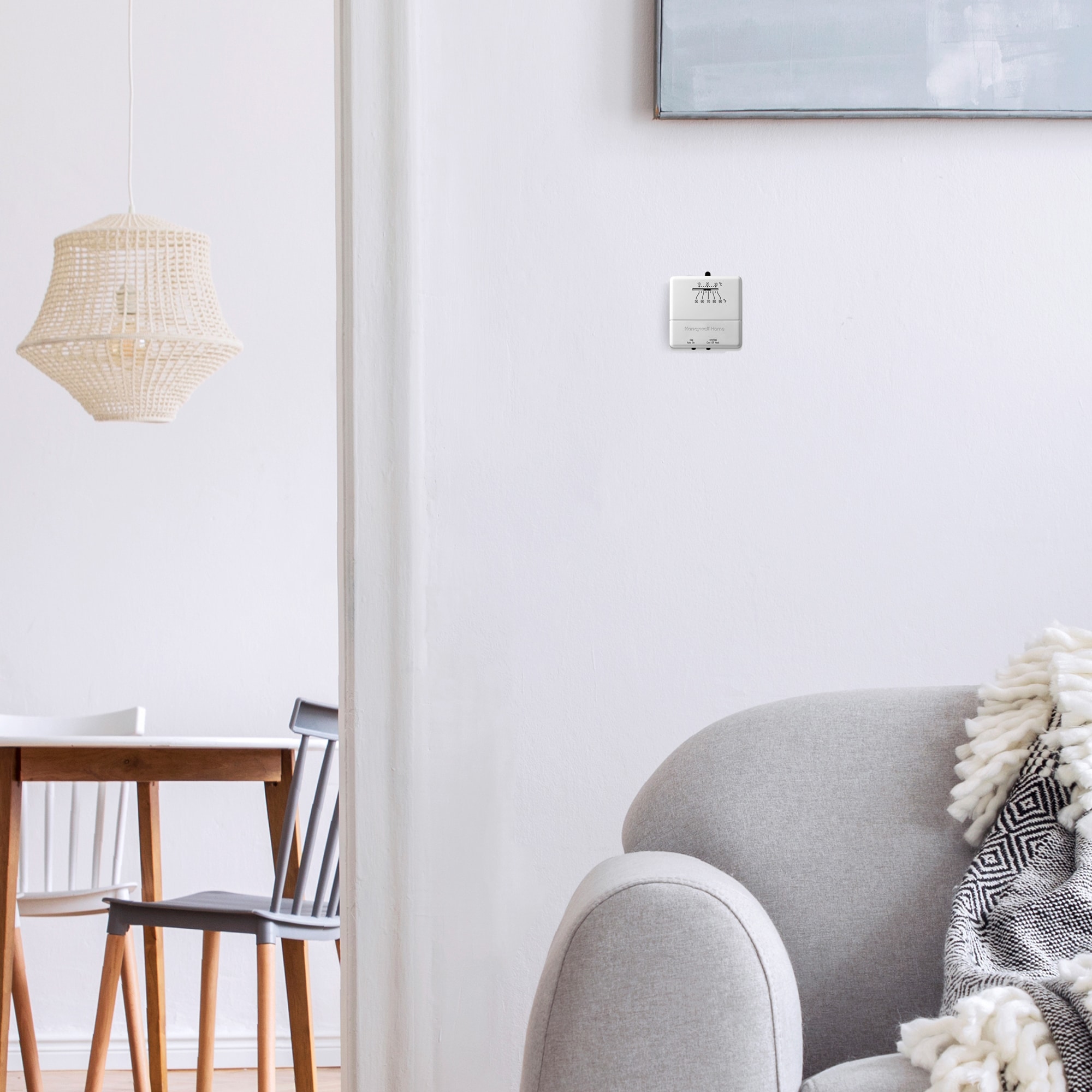 White Square Low Voltage Heating and Cooling Thermostat