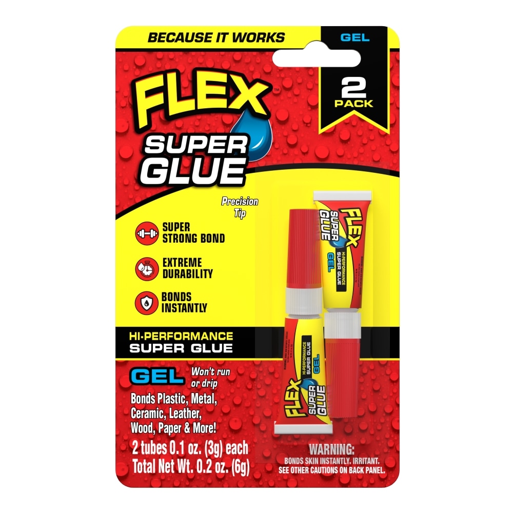 Flex Seal Flex Super Glue Gel (\d+\s) Pack- Quick Dry, Shock Resistant, Heavy Duty - For Metal, Glass, Wood, Plastic, Ceramic, Leather, Stone -  SGGEL2X3