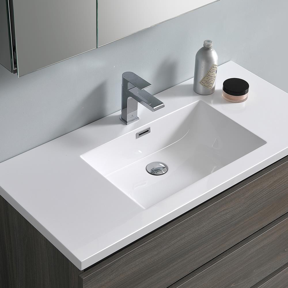 Fresca Senza 42-in Gray Single Sink Bathroom Vanity with White Acrylic ...