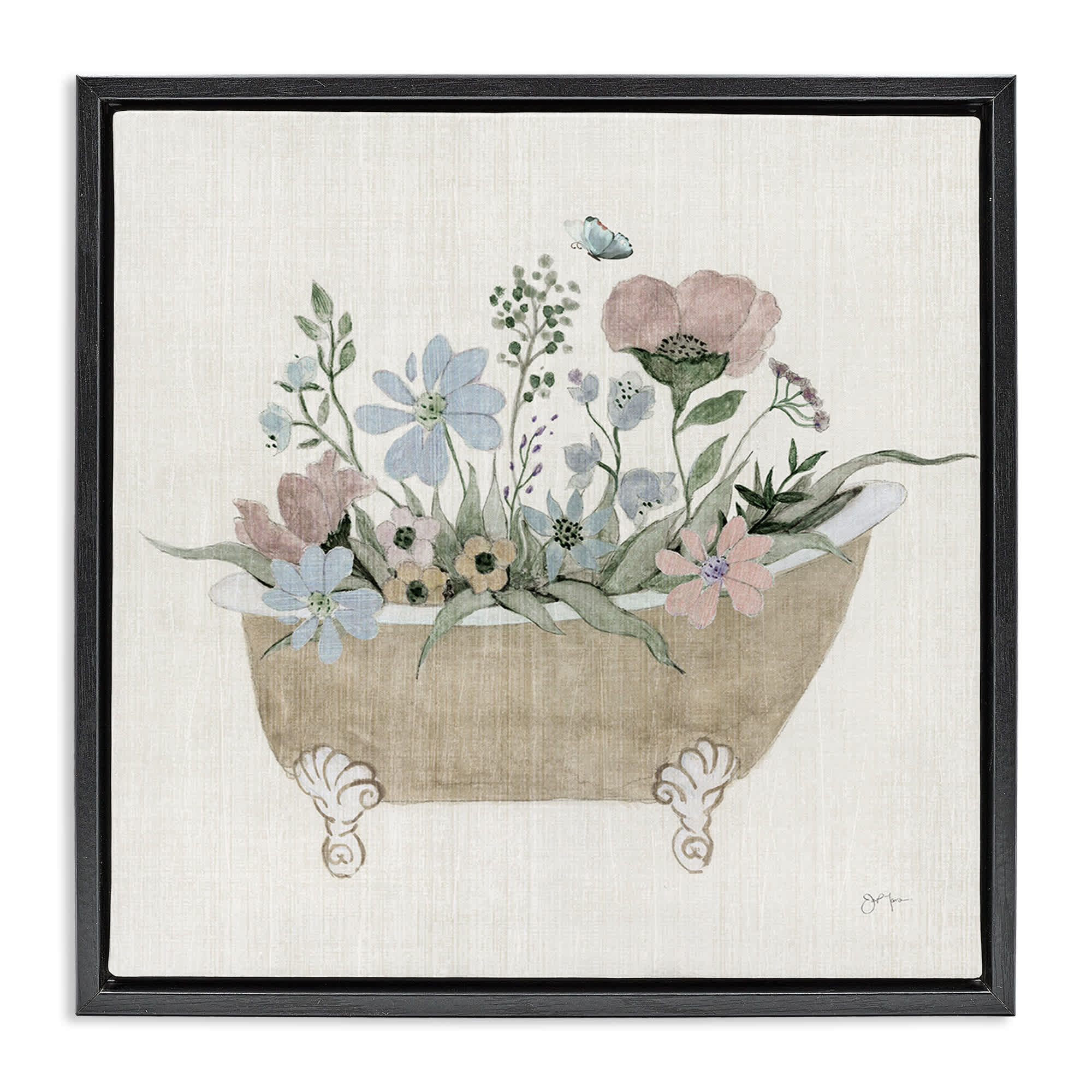 Stupell Industries BS-136-FFB-17X17 Rustic Botanicals in Tub Floating Frame design by Janet Tava