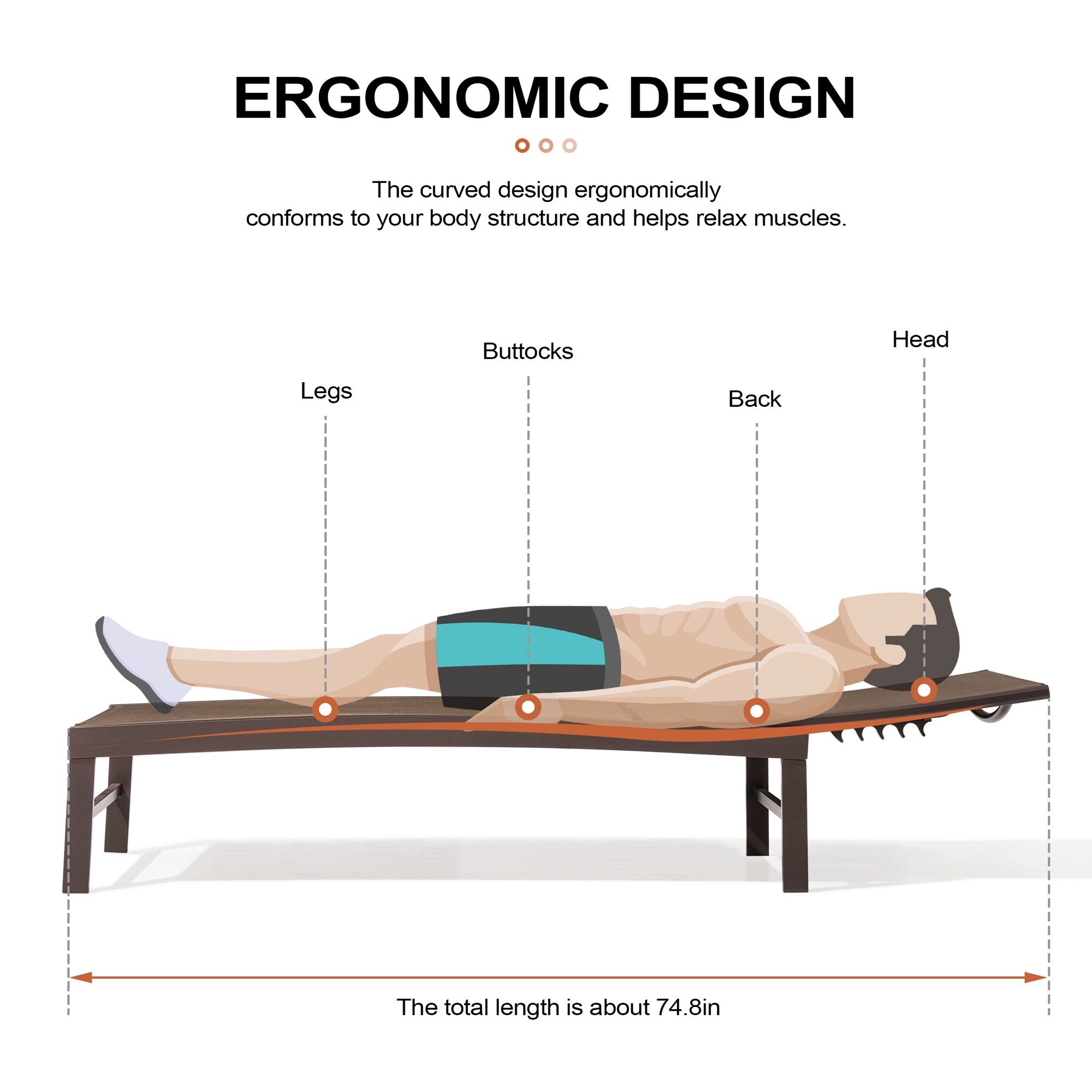 Brown Aluminum Adjustable Chaise Lounge Set with Texteline Fabric