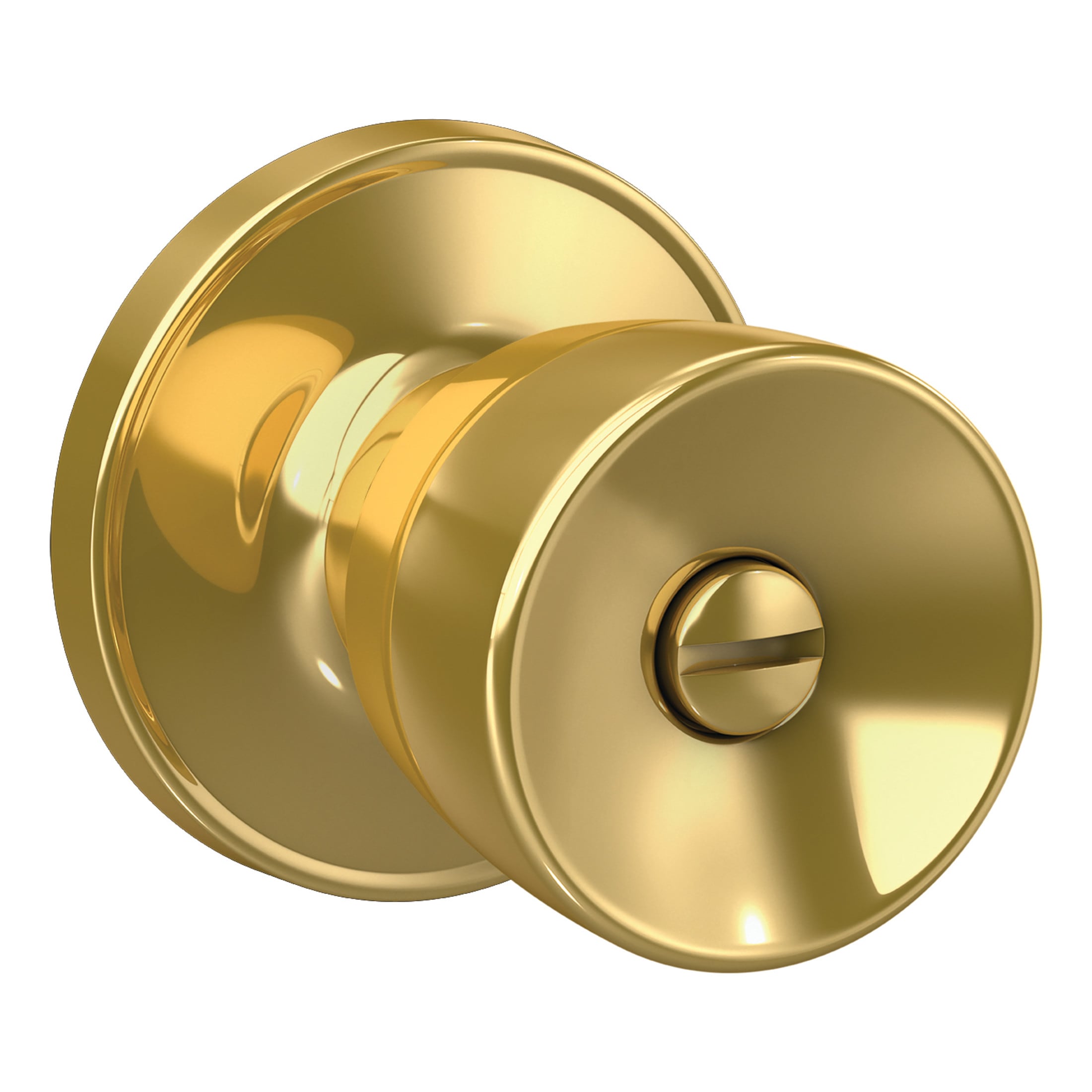 Schlage Plymouth Bright Brass Interior Bed/Bath Privacy Door Knob in the Door  Knobs department at