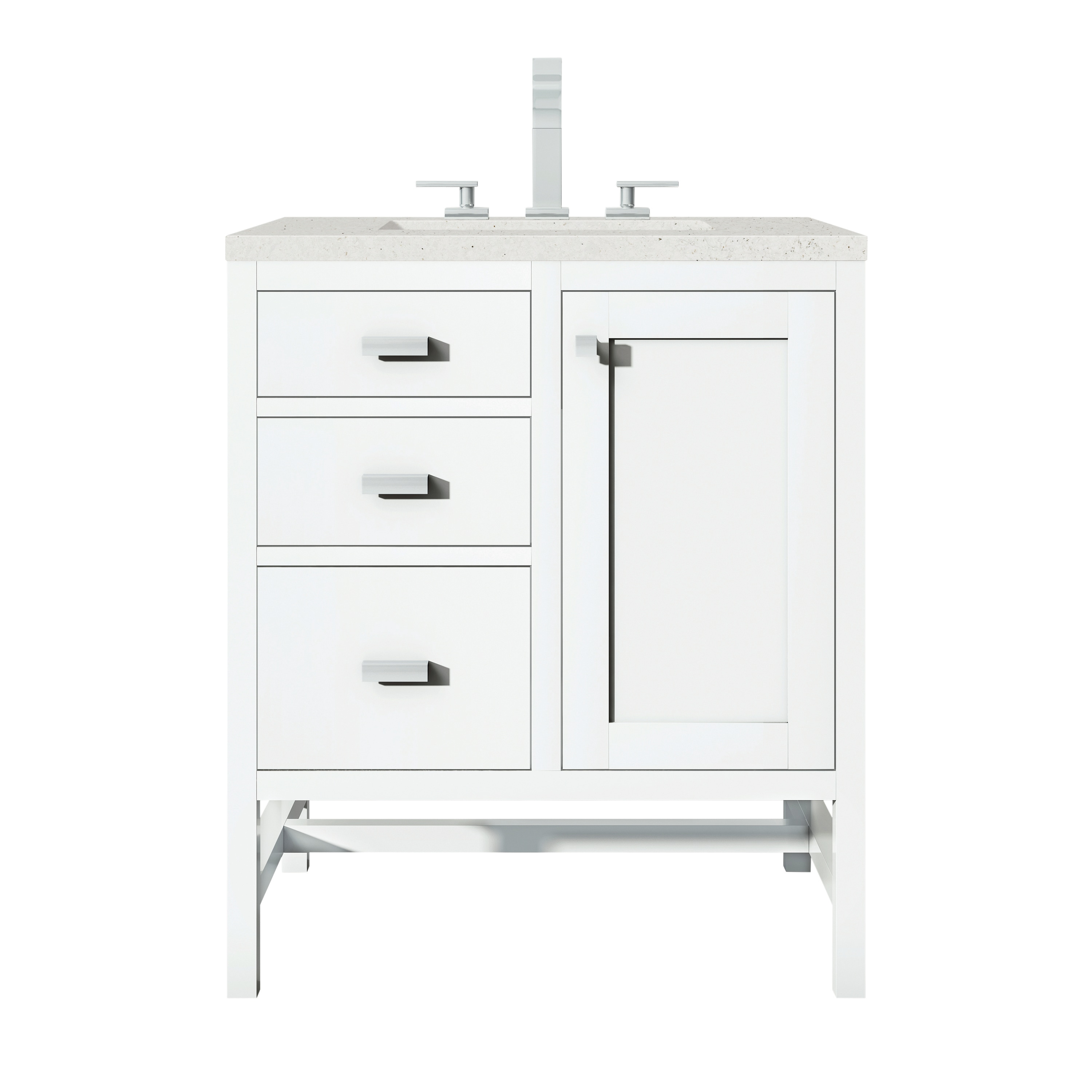 Glossy White Plywood Single Freestanding Bathroom Vanity