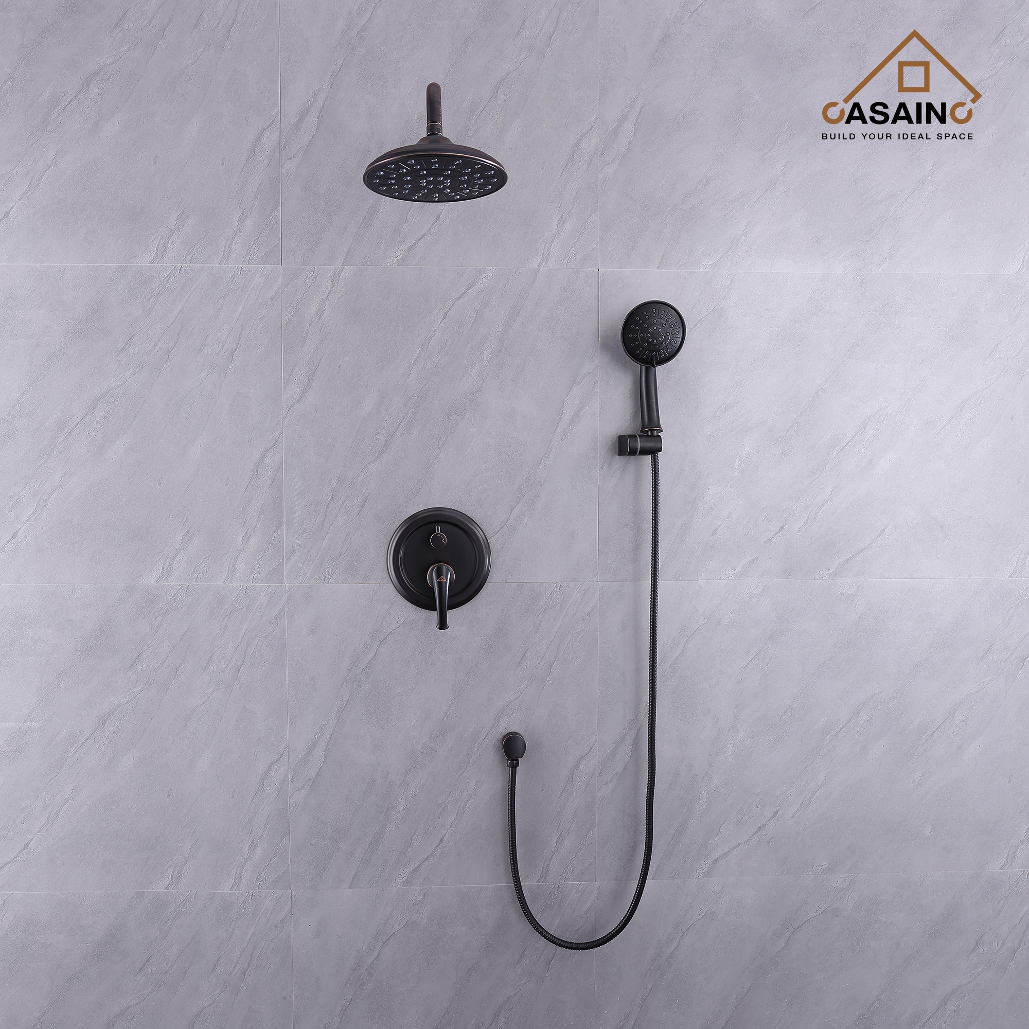 CASAINC CS12-12MB Oil Rubbed Broze 10-Inches Built-In Shower Faucet System with 2-way Diverter ( Pressure-balanced Valve Included )