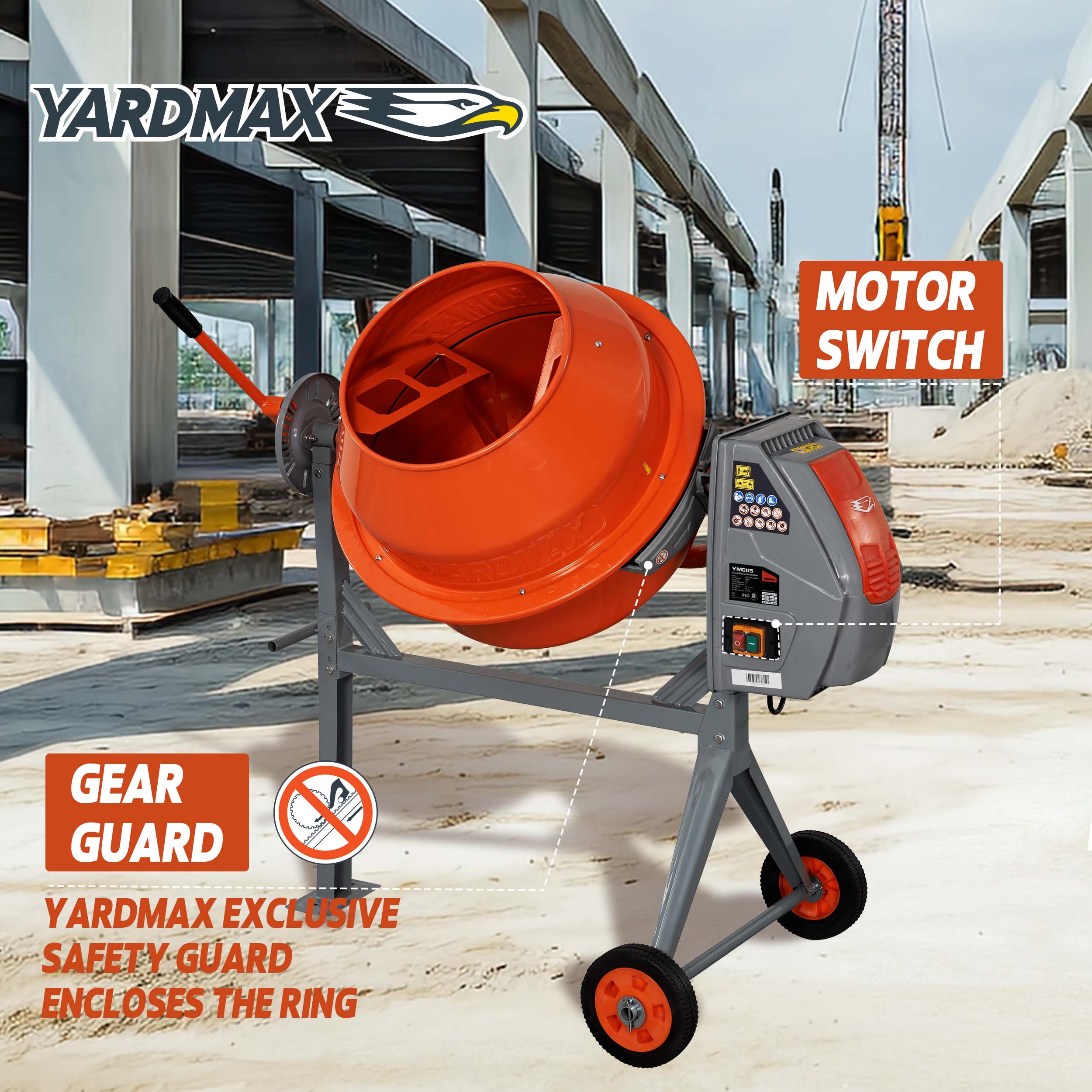 Tidoin 5.0 cu.ft. Portable Concrete Mixer, Electric Cement