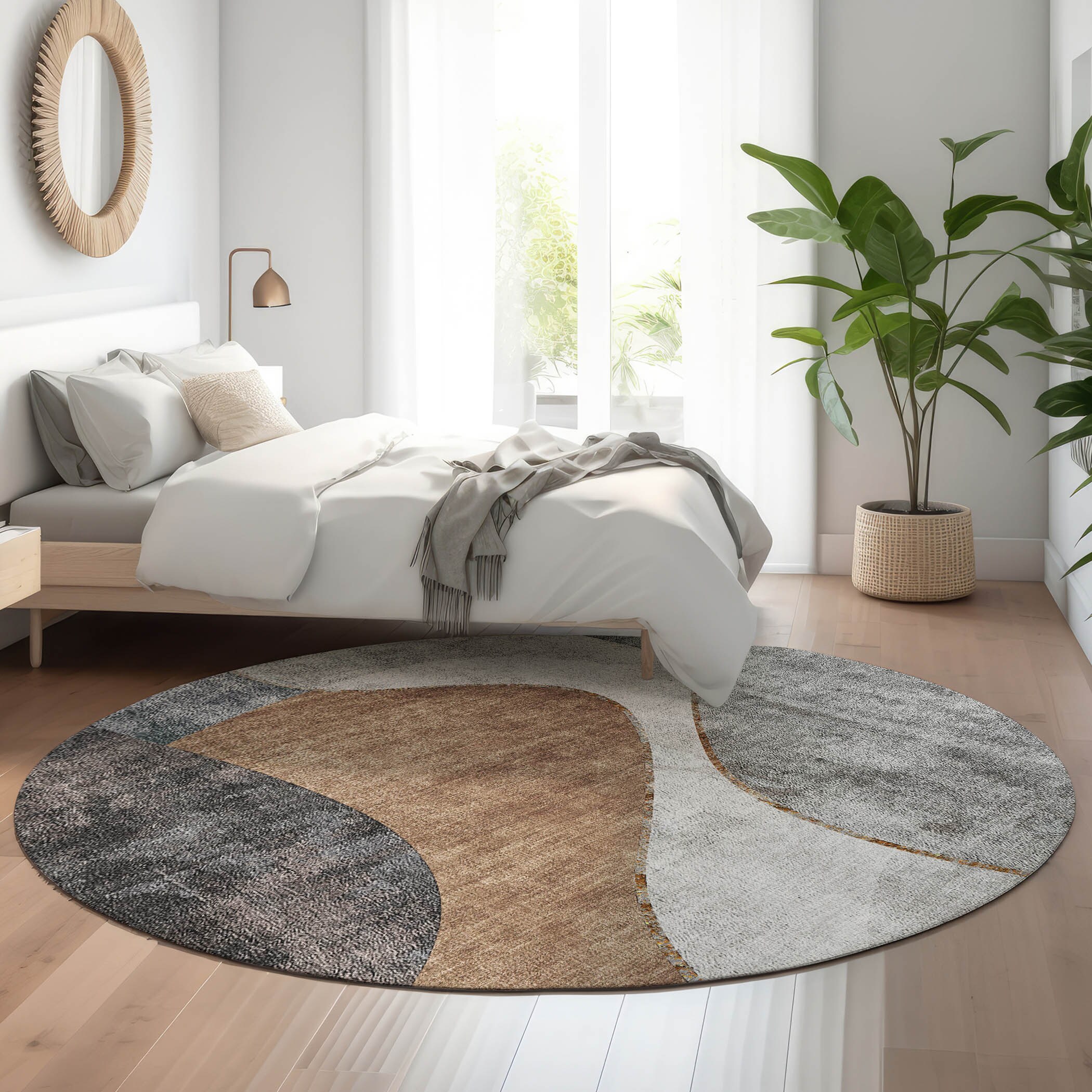 Addison Rugs AMF633GY8RO Mayfield AMF633GY 8 x 8 (ft) Loomed Polyester Gray Round Indoor Geometric Machine washable Area rug