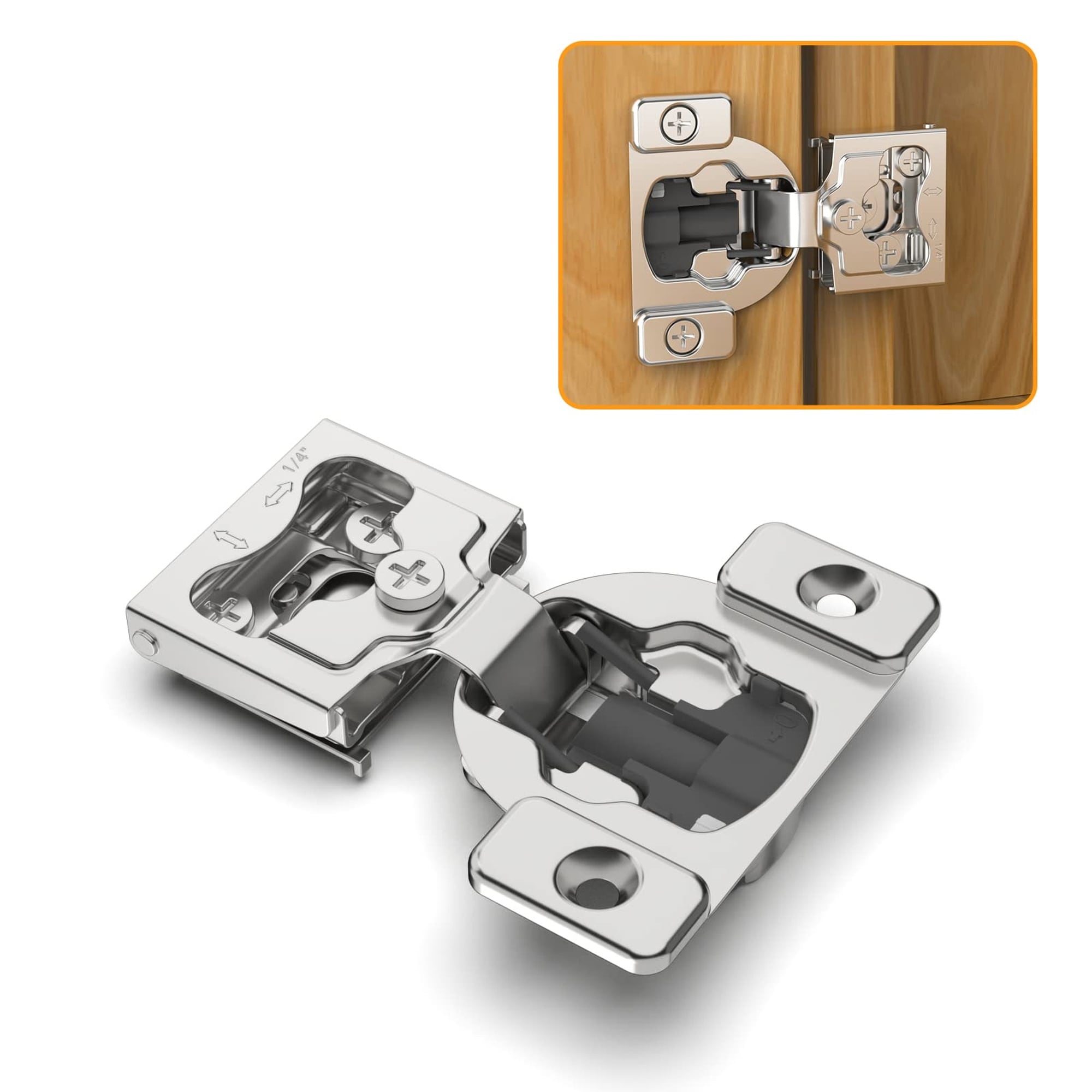 Wudkey 30-Pack 1/4 in Small Overlay 4D Soft Close Concealed Cabinet Hinges #ZXR2756