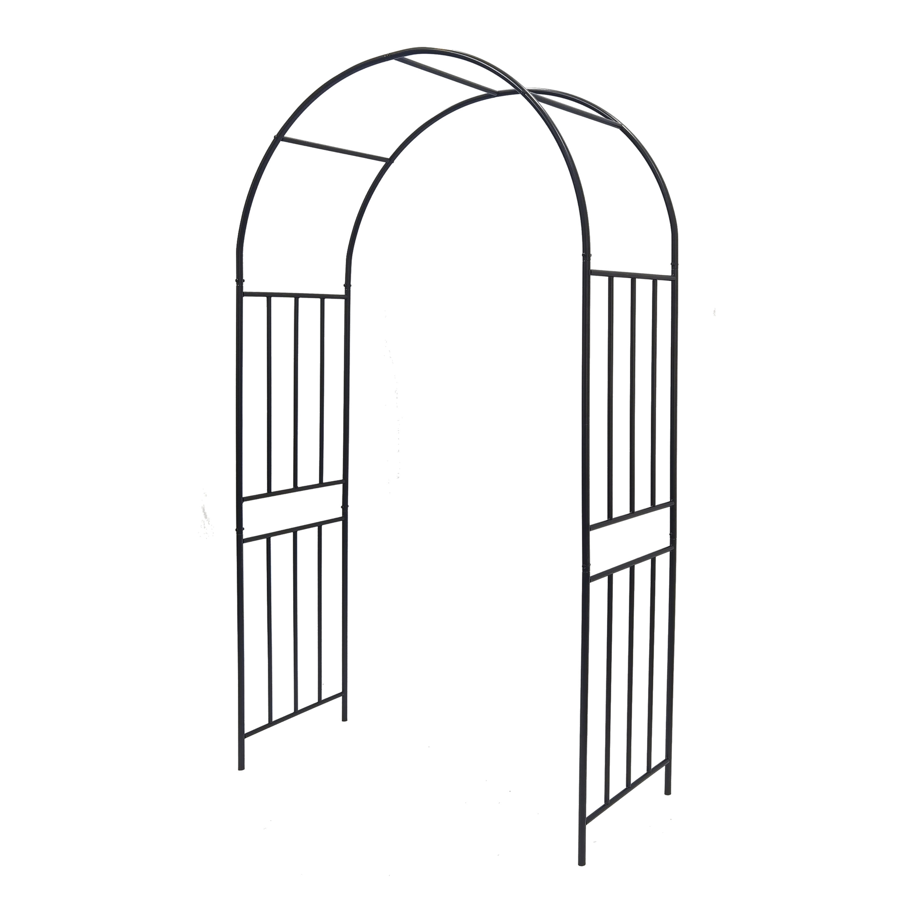 Siavonce XH44633 Metal Garden Arch 3.52-ft W x 7.15-ft H Arched Black Steel Garden Arbor