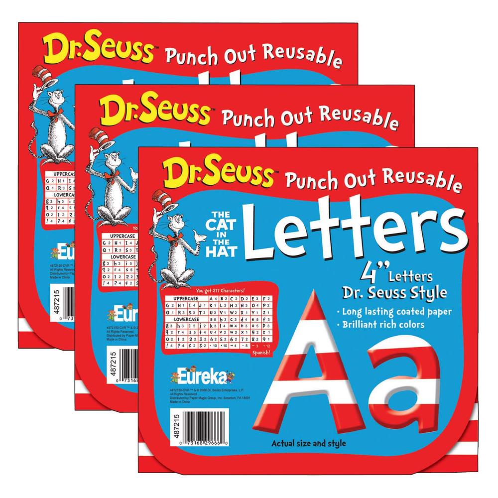 Eureka Dr. Seuss Stripes Reusable Punch Out Deco Letters, 4 -in, 217 ...