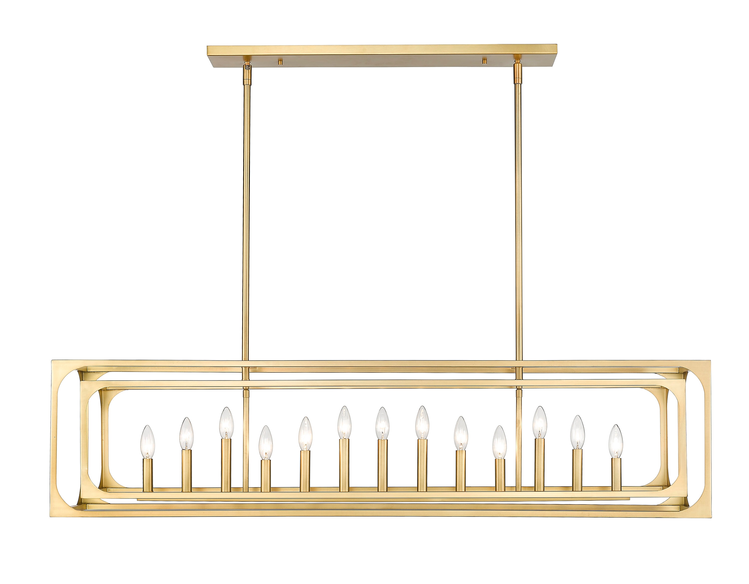 Easton Rubbed Brass 54" Linear Chandelier with Candelabra Bulbs