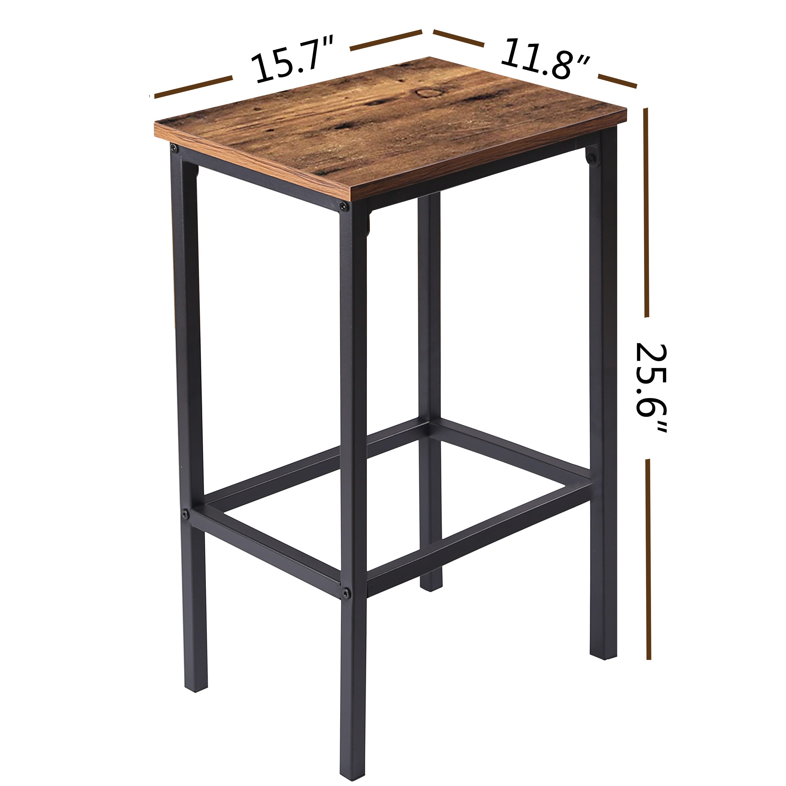 VIAREGGIO Set Bar Table and 2 Stools Brown Square Table High 110 cm YELLOO Mod 