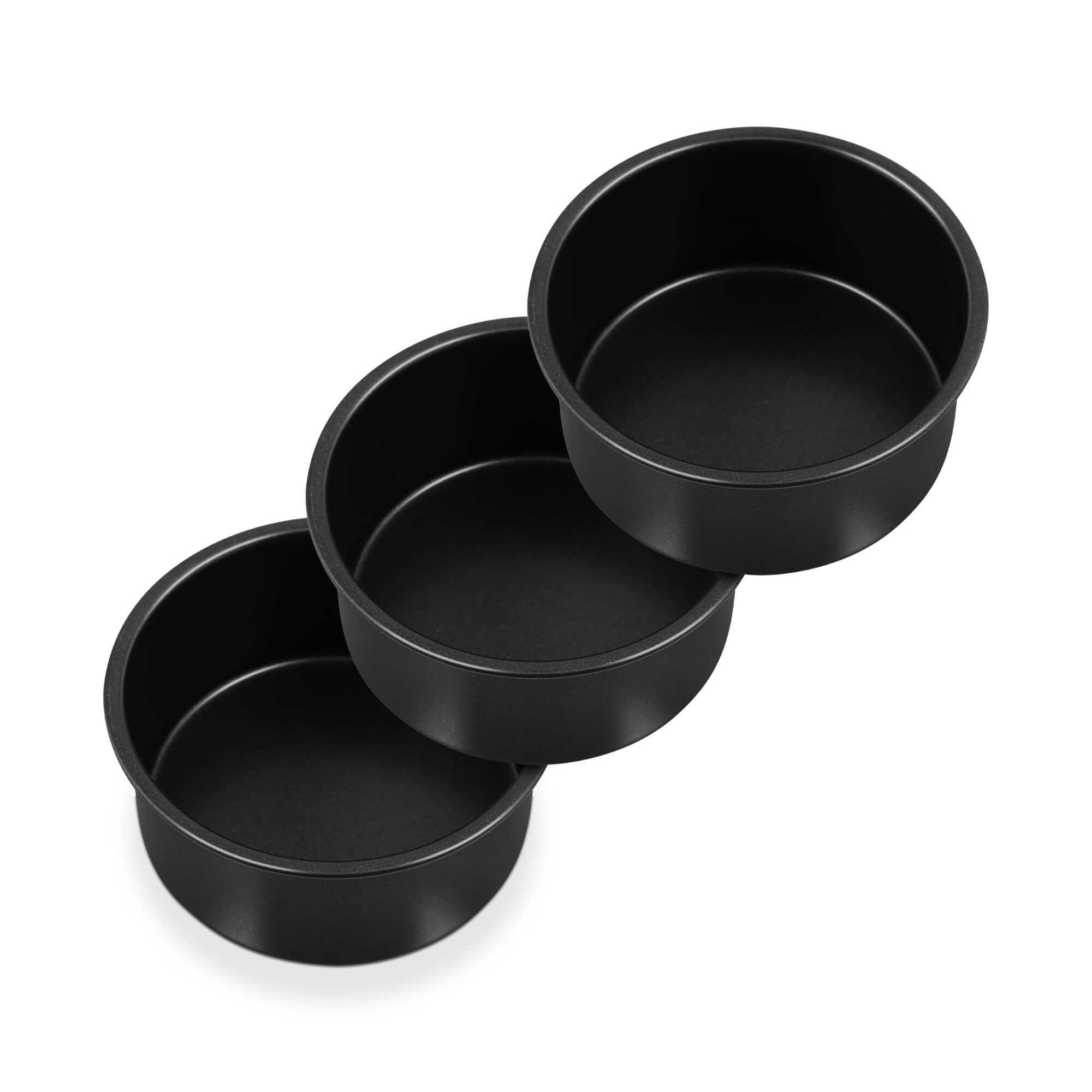 DHMHD  4 Inch Round Cake Pan Set of 3 Non Stick Mini Baking Pans with Stainless Steel Leak Proof for Layered Cakes Bread and Pies