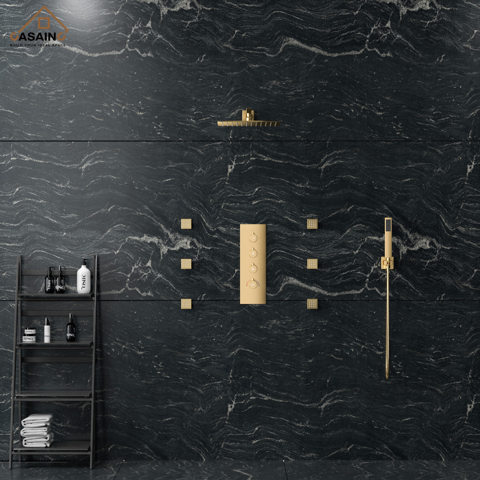 CASAINC CS6077-BG Showerhead-Bar-Panels - View #5
