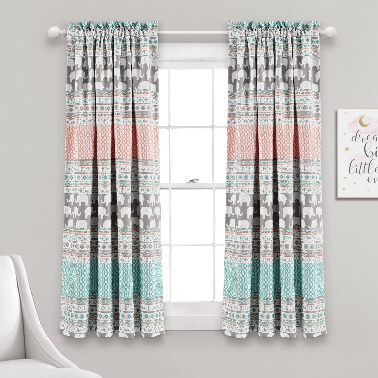Lush Decor 16T007850 63-Inches Turquoise Light filtering Rod pocket Curtain panel pair