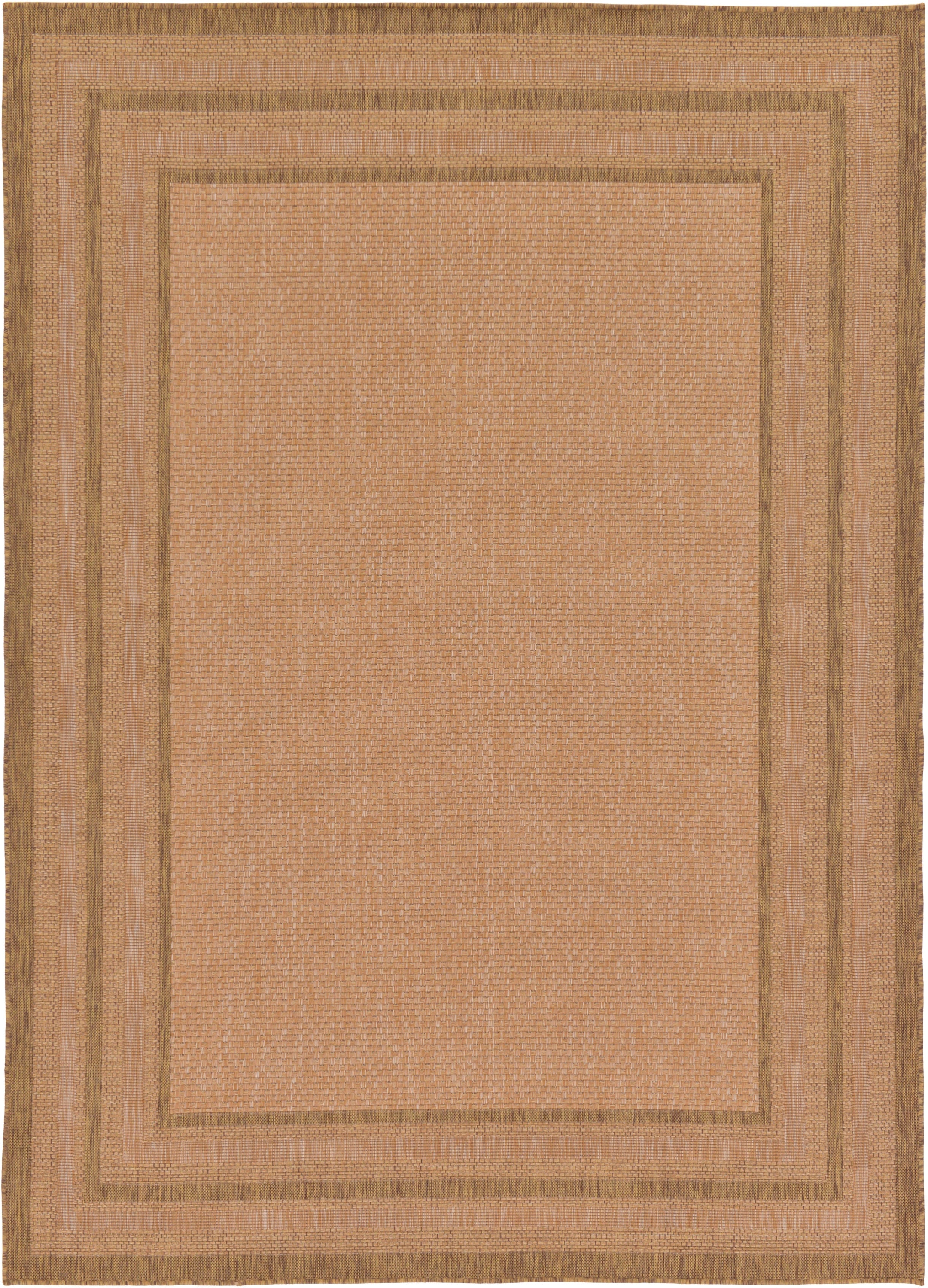 Unique Loom 3126511 Multi Border Outdoor 7 x 10 (ft) Loomed Polypropylene Light Brown/Brown Rectangular Indoor/Outdoor Geometric Area rug