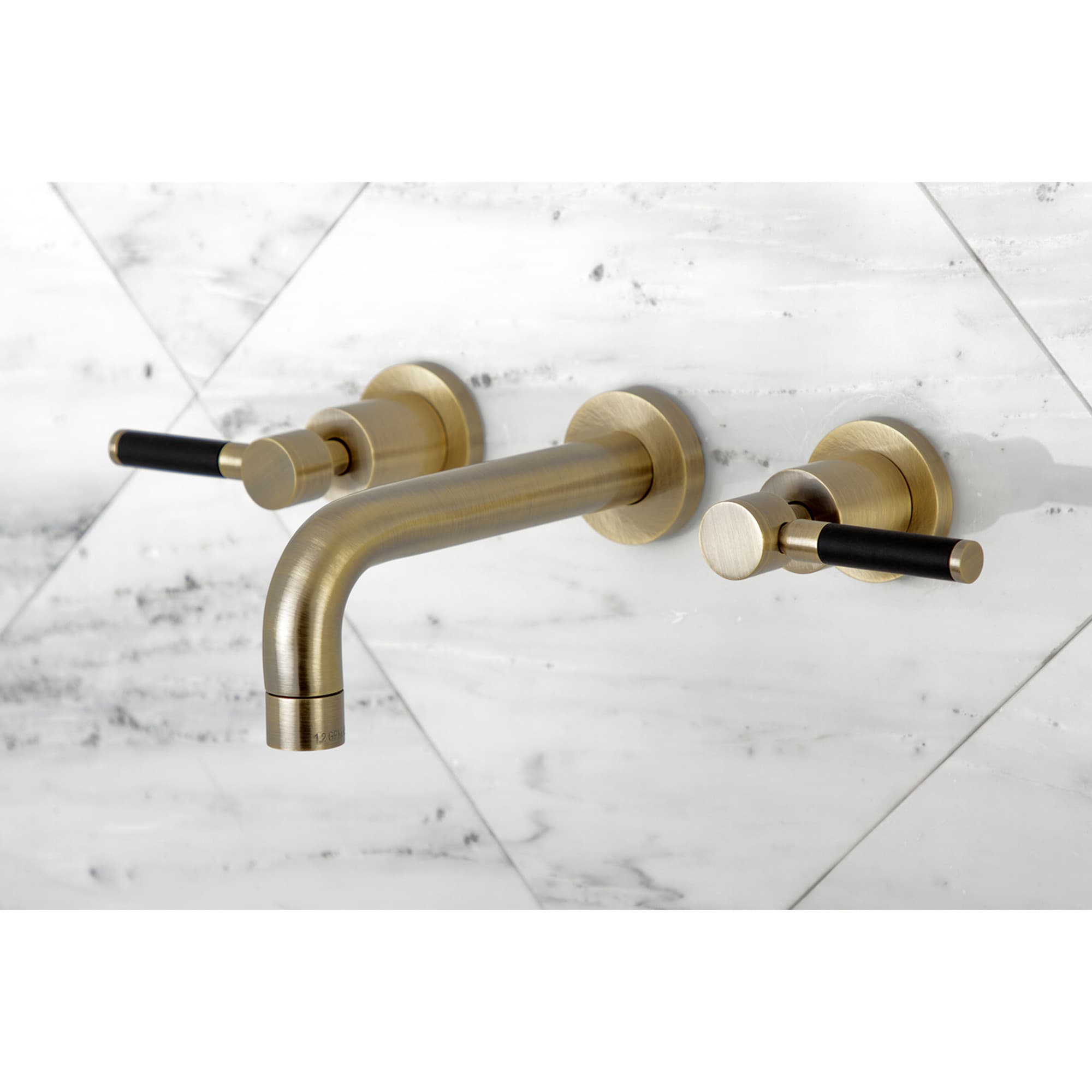 Kingston Brass WLKS8123DKL Concord Antique brass Wall-mount 2-handle Low-arc Residential Handle Bathroom Sink Faucet