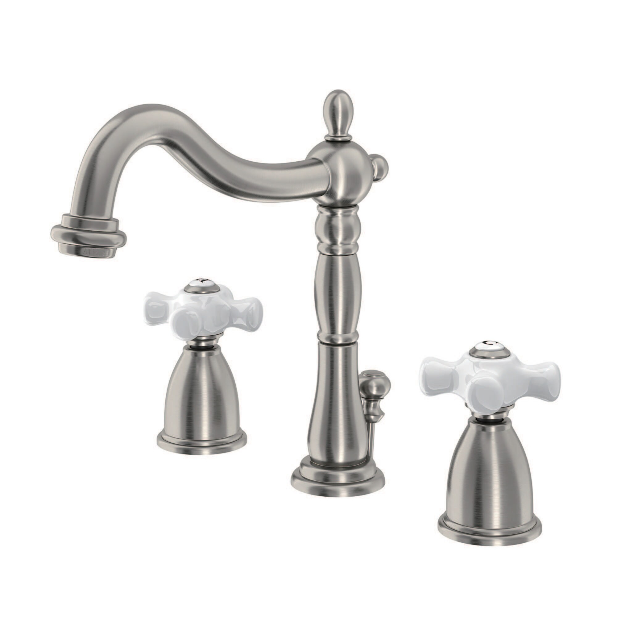 Kingston Brass WLKB1978PX Georgian Brushed nickel Widespread 2-handle High-arc Residential Handle Bathroom Sink Faucet with Drain