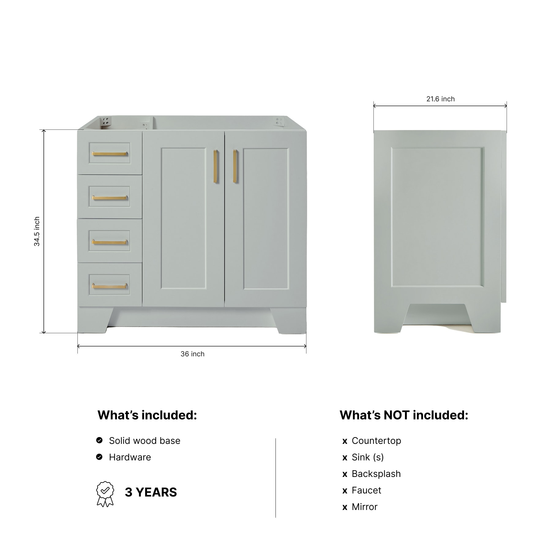 ARIEL Q036S-R-BC-GRY vanities - View #3