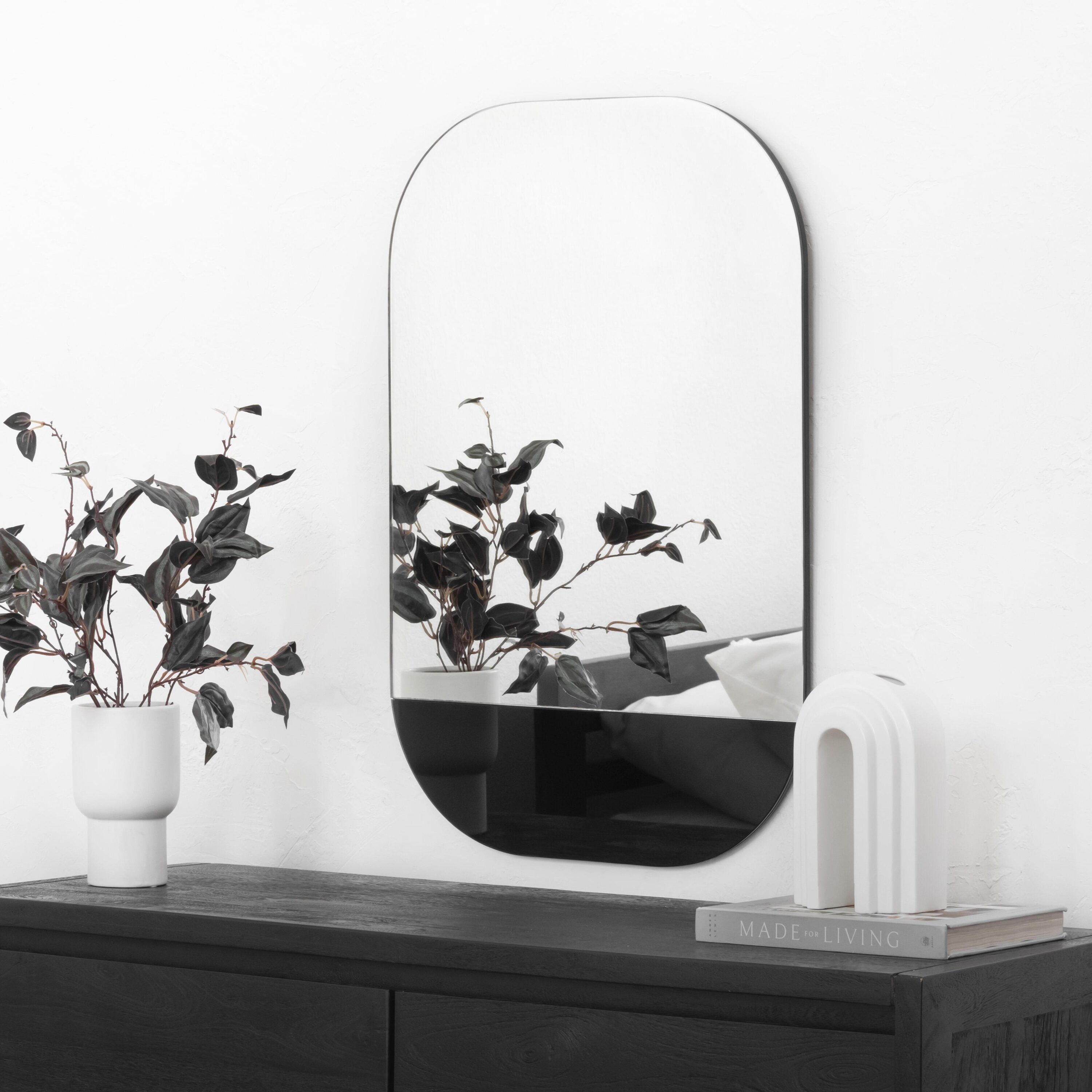 MH LONDON MH-MR-22010 Ernie 19.75-Inches W x 29.75-Inches H Rectangle Black Polished Frameless Wall Mirror