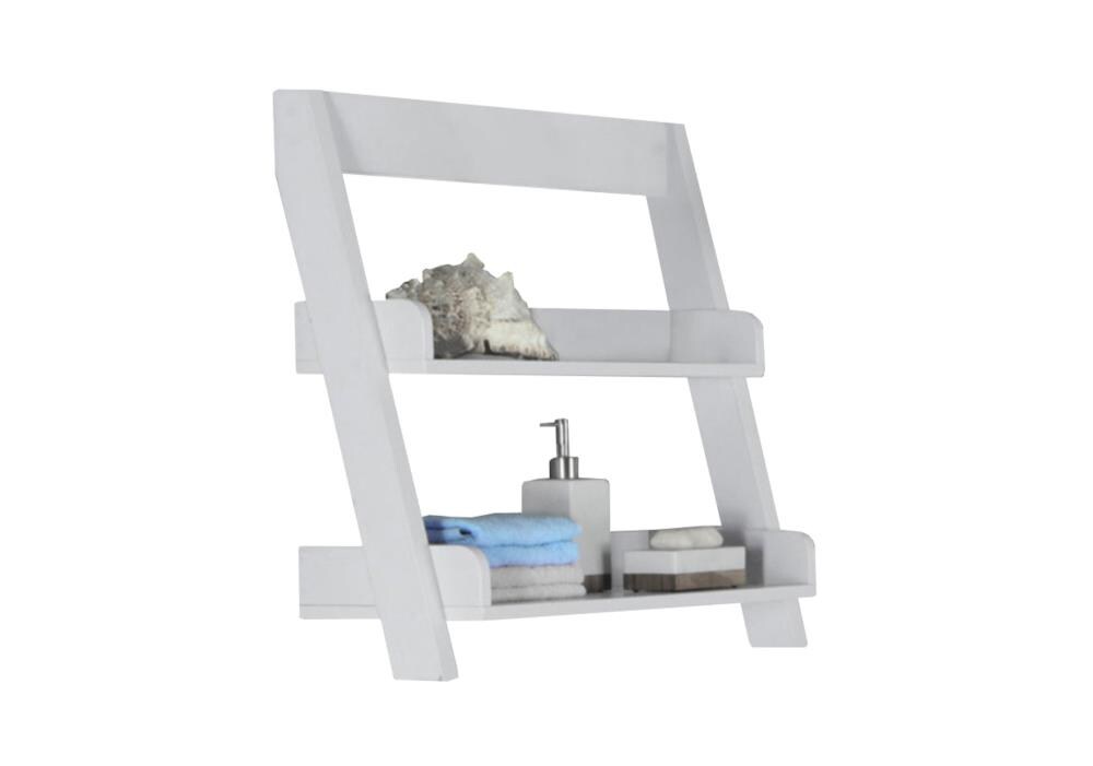 Monarch Specialties I 3439 Cappuccino 2 -Tier Wall mount Bathroom Shelf ( 25-in x 9-in )