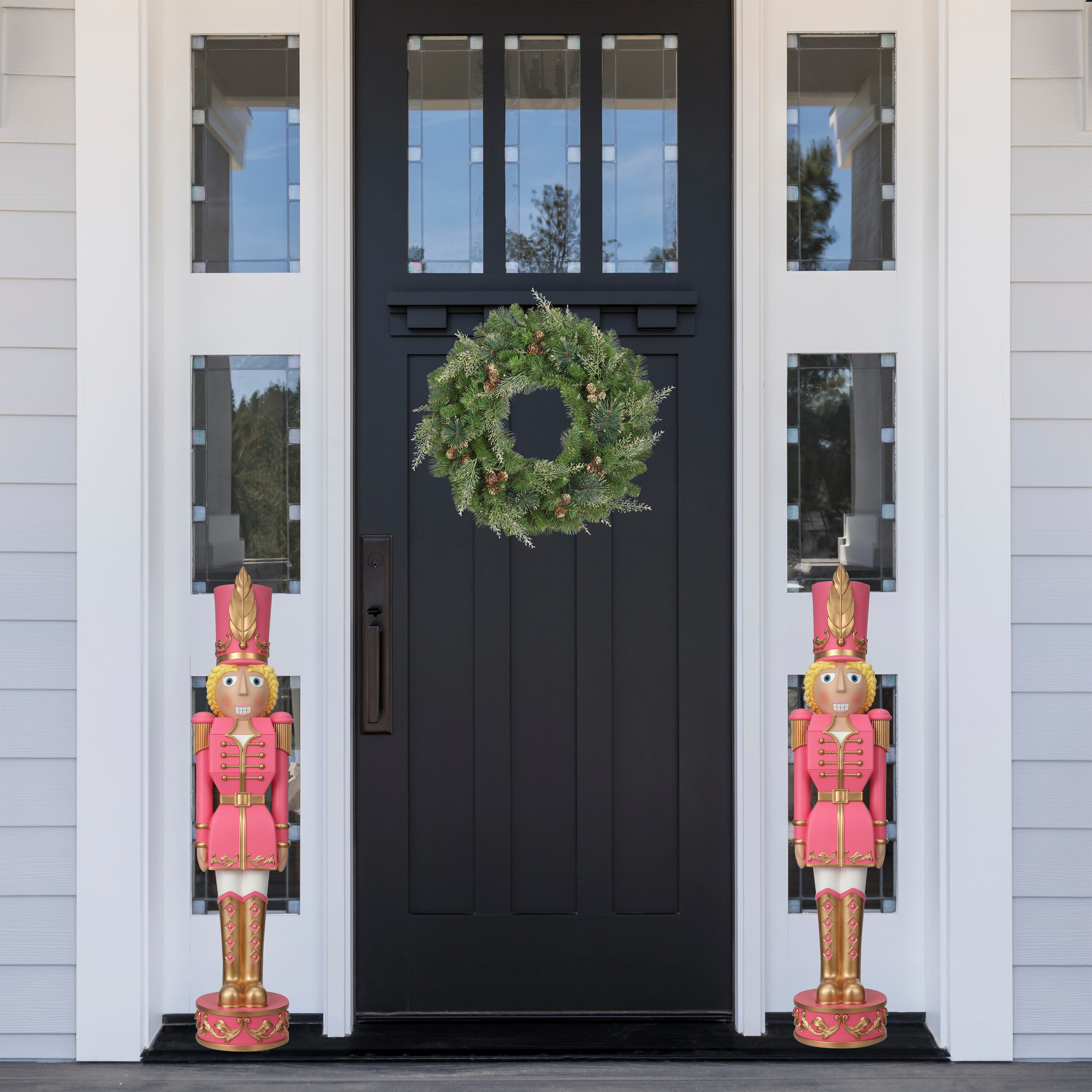 37" Pink and Gold Resin Christmas Nutcracker