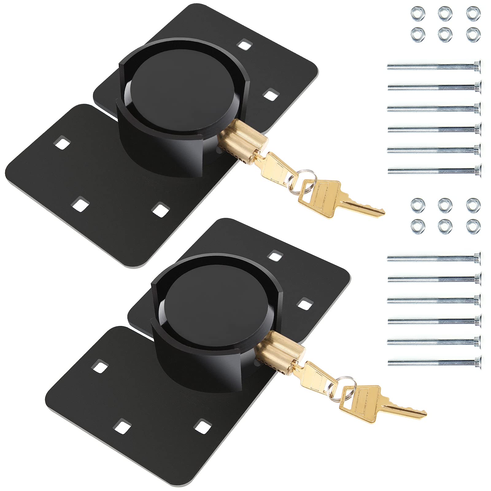 DYRCJ  Black Hidden Shackle Padlock 2 Pack 73mm Puck Lock Keyed Different with Hasp 4 Keys and Fixing Screws Heavy Duty Steel for Doors Trucks