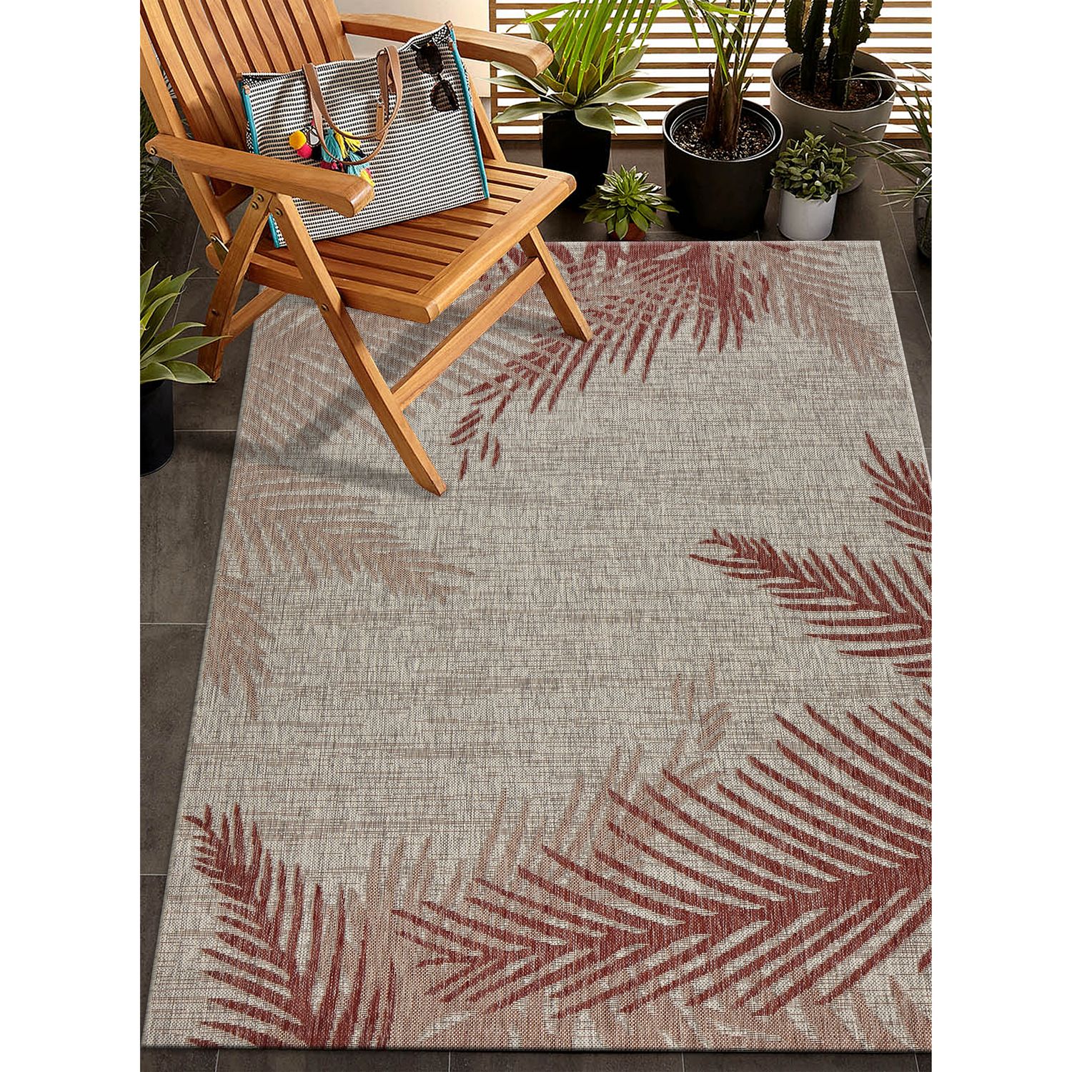 Burgundy Red & White Cotton Door mat Rug Indoor Outdoor - 2x3' Zig