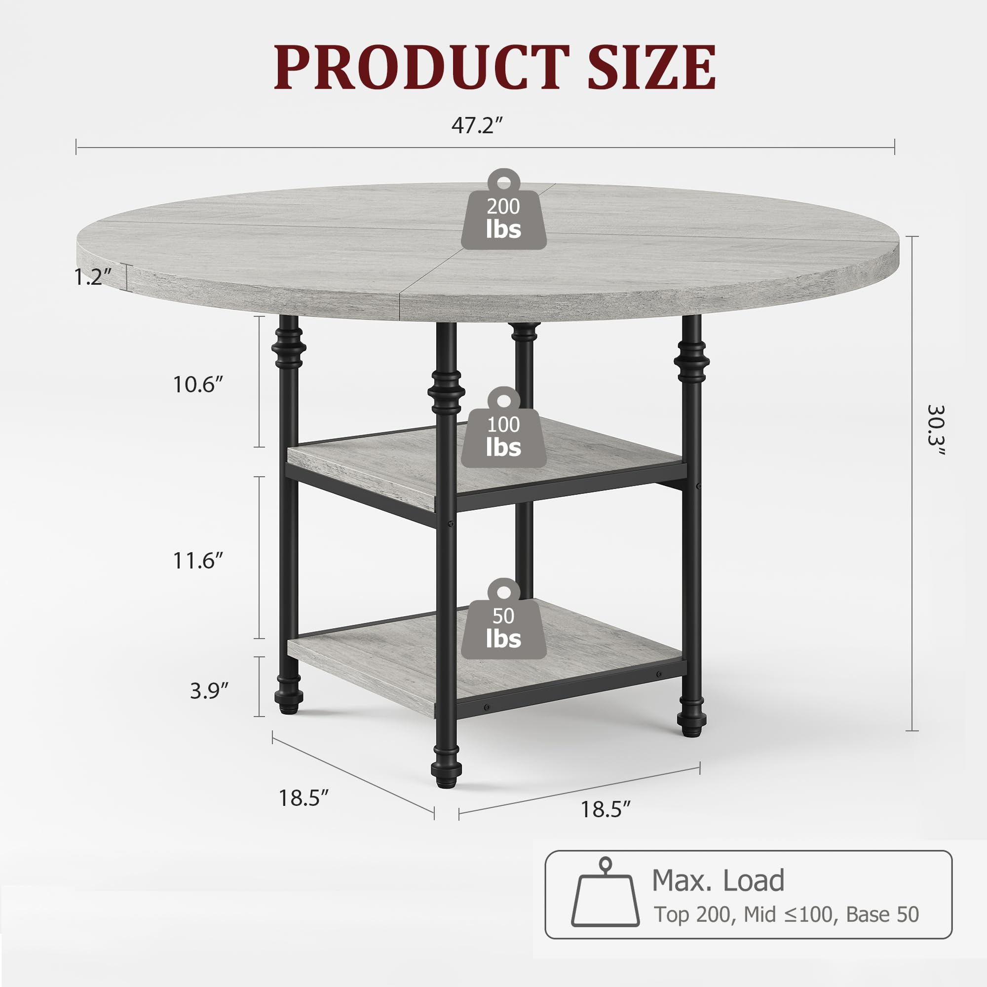 GarveeLife LROY-PHO-15BM1QC7 Dining-Tables - View #2