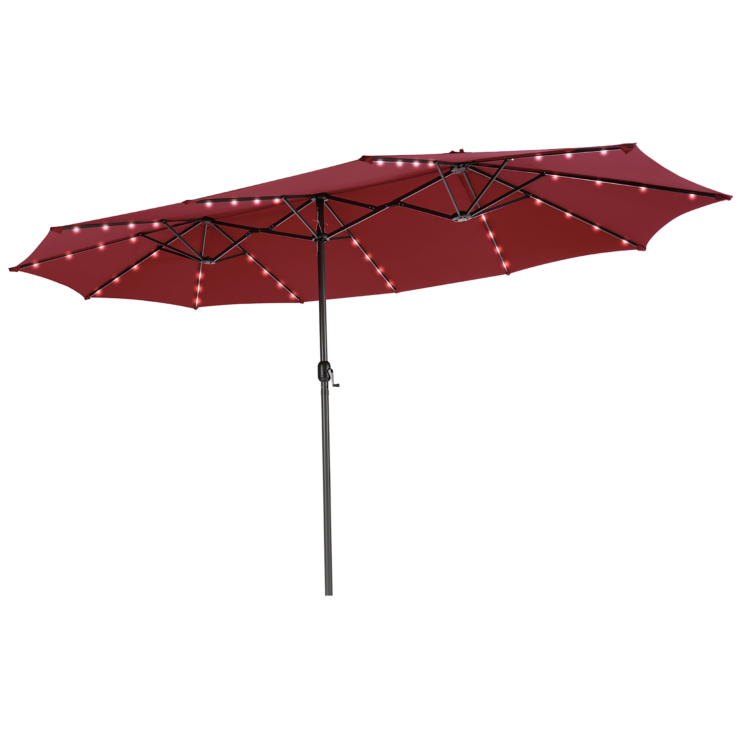Costway NP10246WN 9.2-ft Steel Red Garden Patio Umbrella with Lights