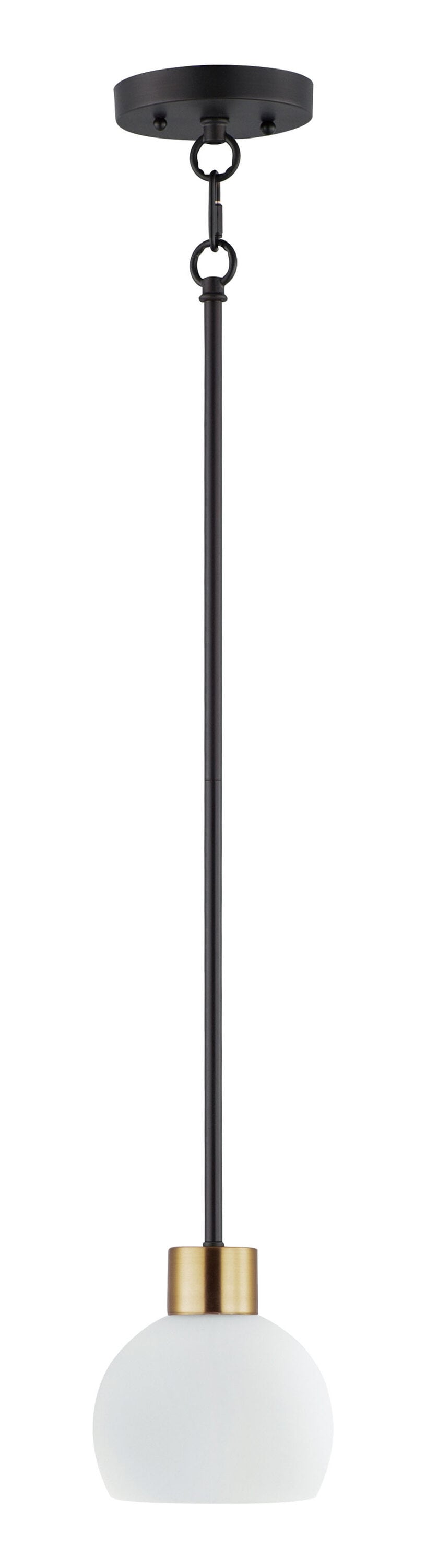 Maxim Lighting 91270SWBZSBR Coraline 1 -Light Bronze / satin brass Transitional White glass Globe Small Hanging Pendant light