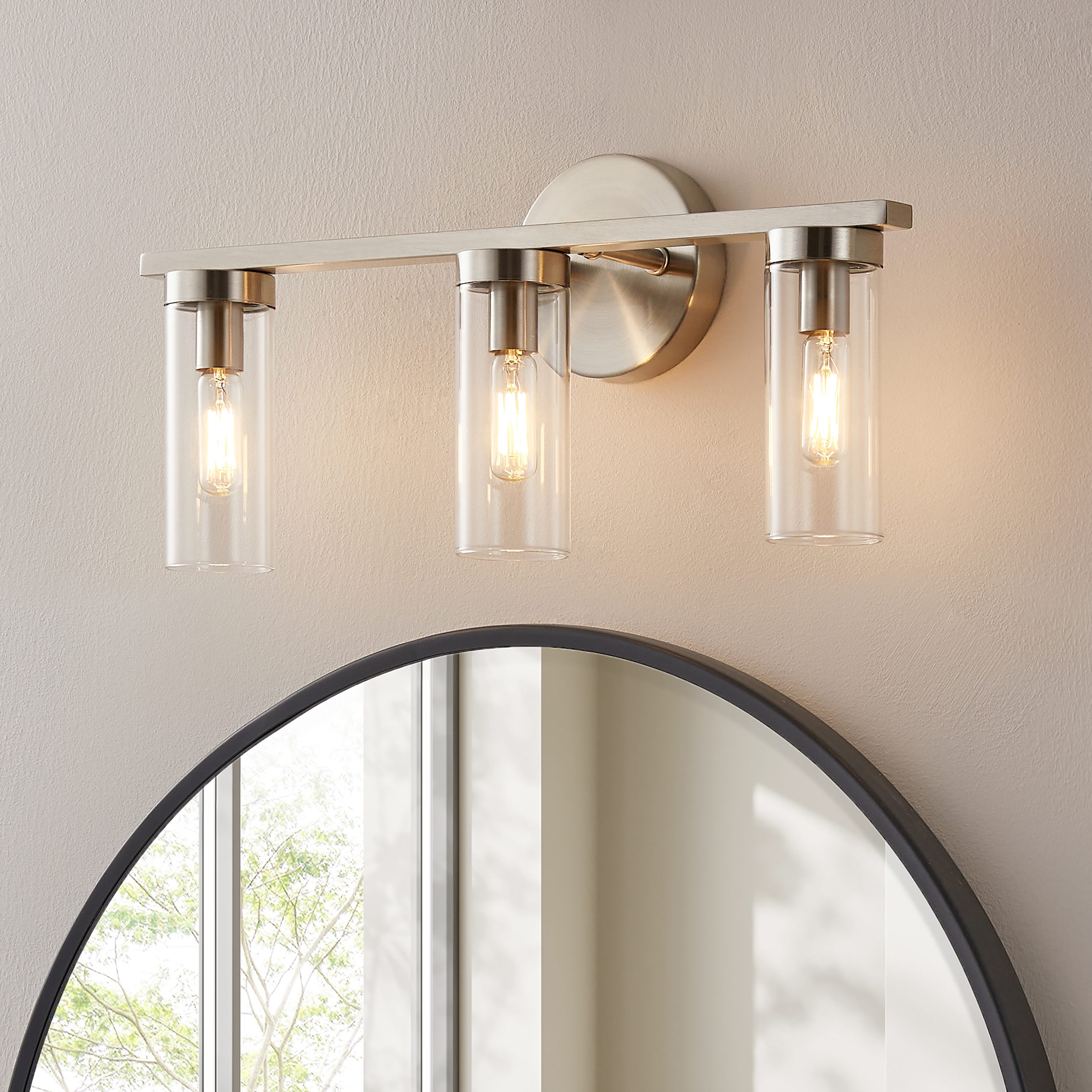 KAWOTI 21229 18.5-in 3 -Light Brushed Nickel Transitional Vanity light