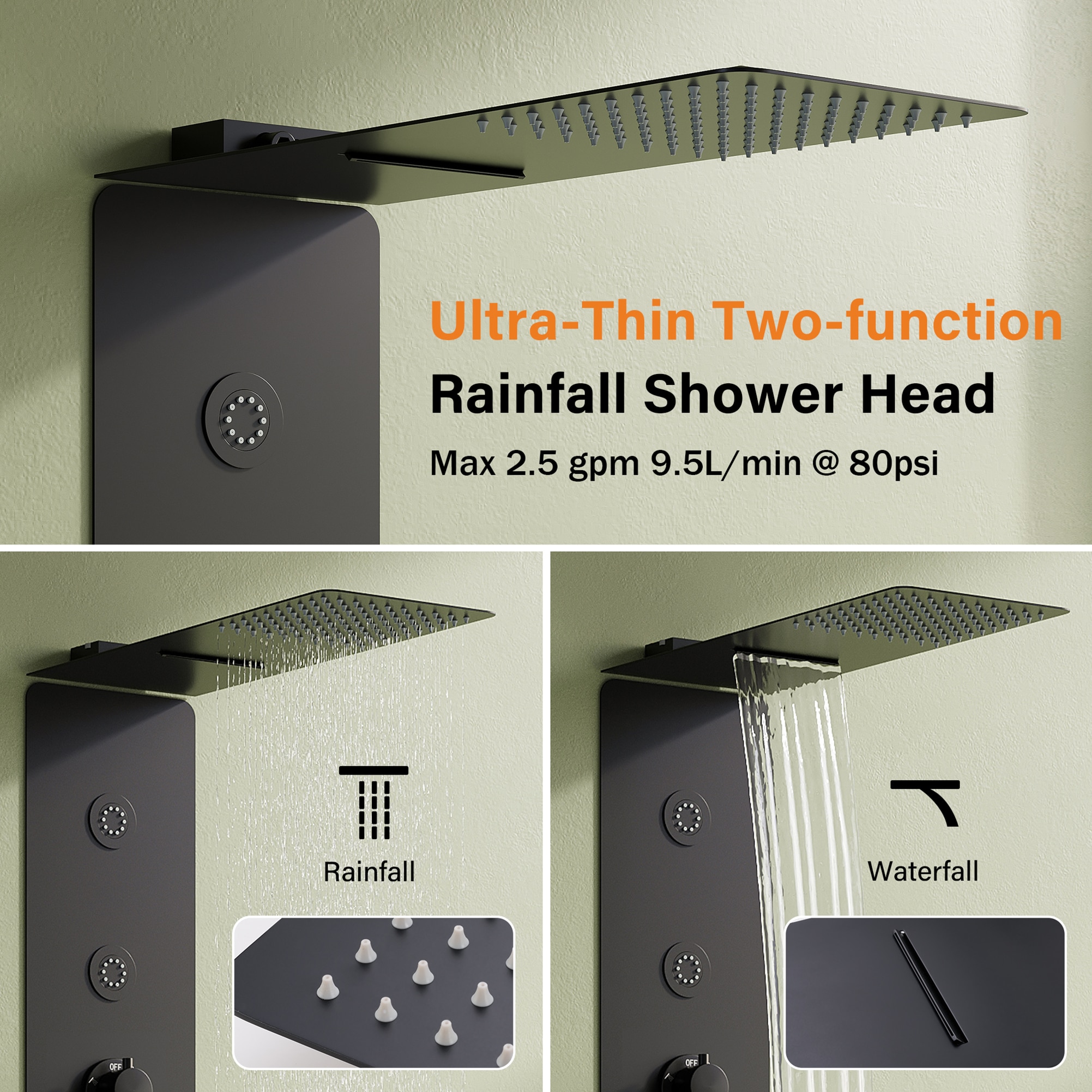 LIVIZA WB-85048-BG Showerhead-Bar-Panels - View #8