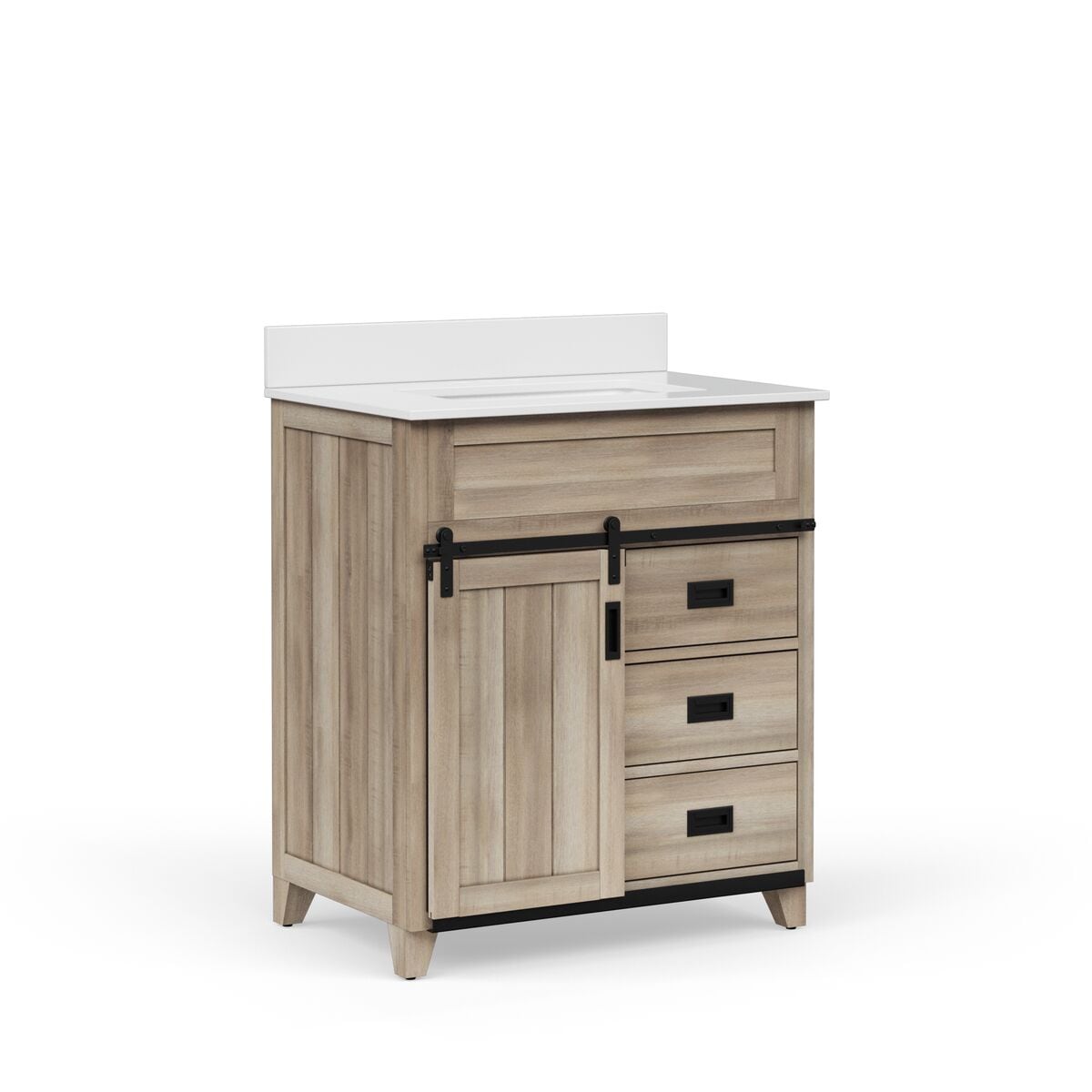 Style Selections Morriston 30-in Light Brown Undermount Single Sink Bathroom Vanity with White Engineered Stone Top