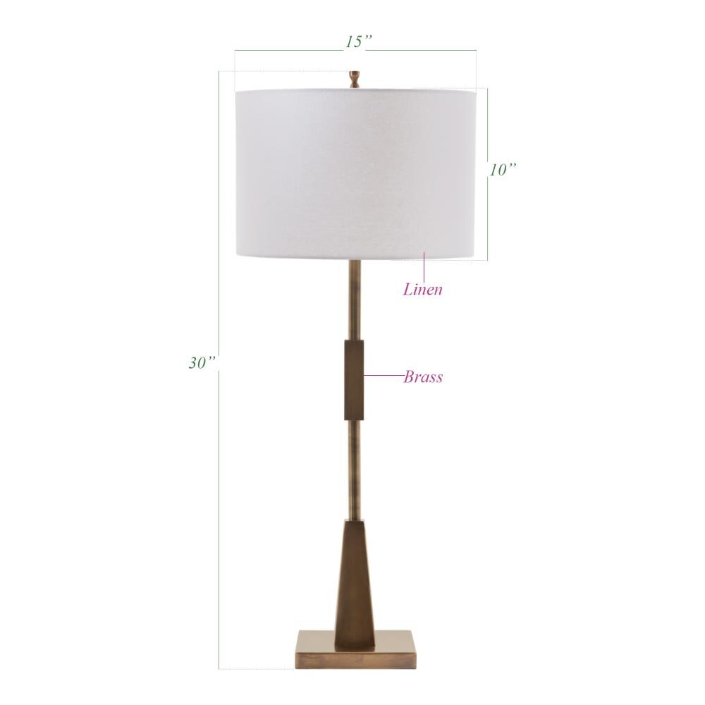 GO Home Bennett Brass, White Rotary Socket Table Lamp with Fabric Shade ...