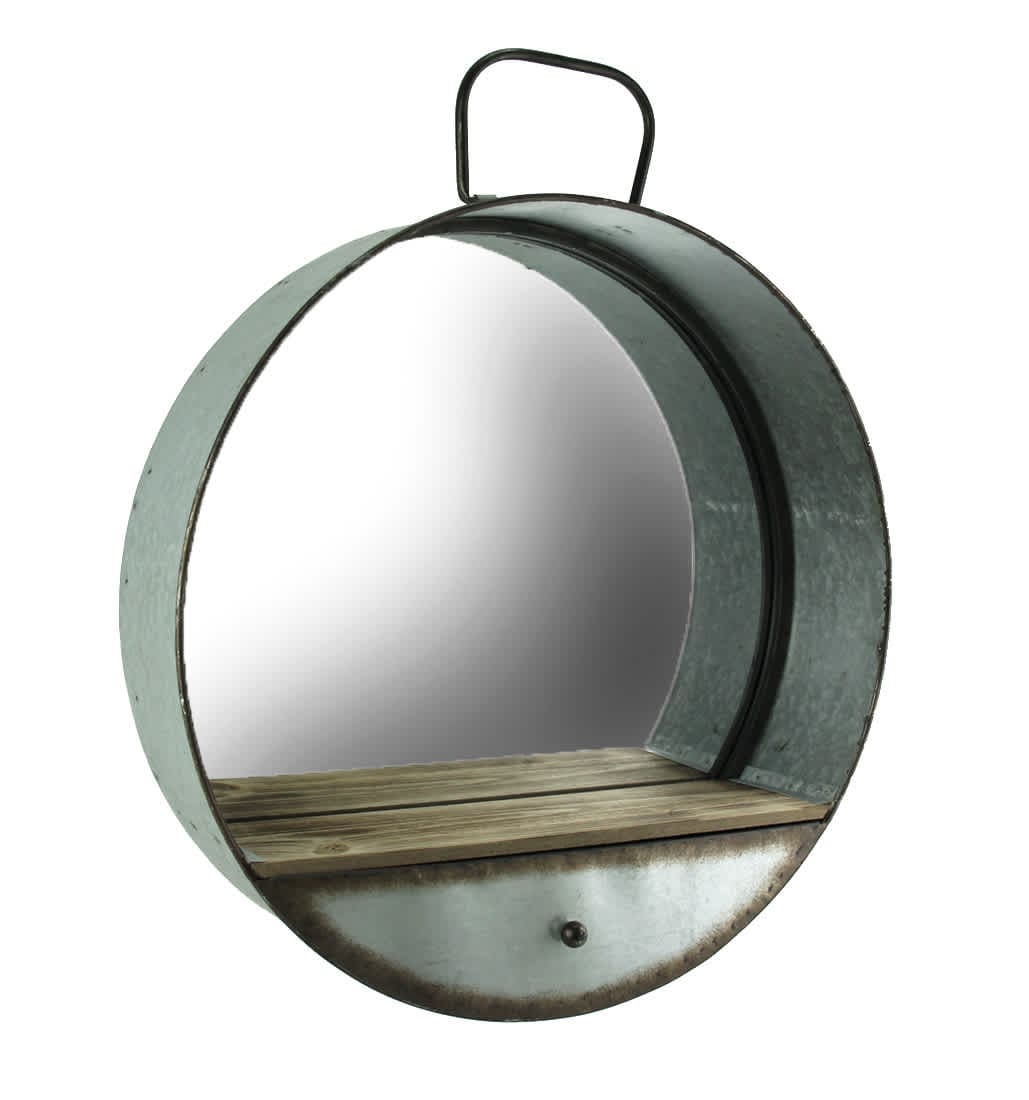 正規 Rustic Zeckos Galvanized with Mirror Wall Frame Tub Metal チャーム