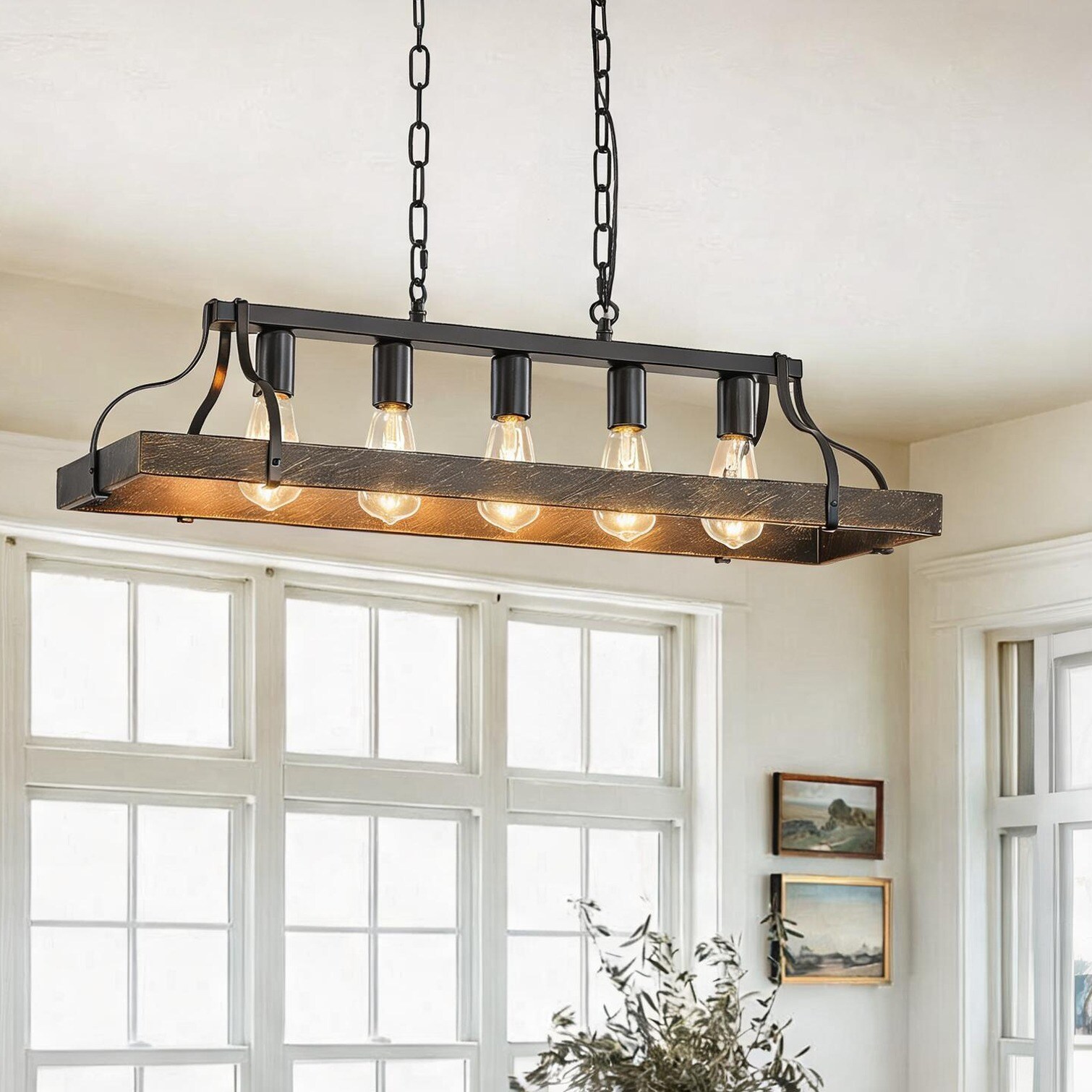 chillscreamni Dining Room Lighting - Sleek Black Iron Vintage Pendant ...