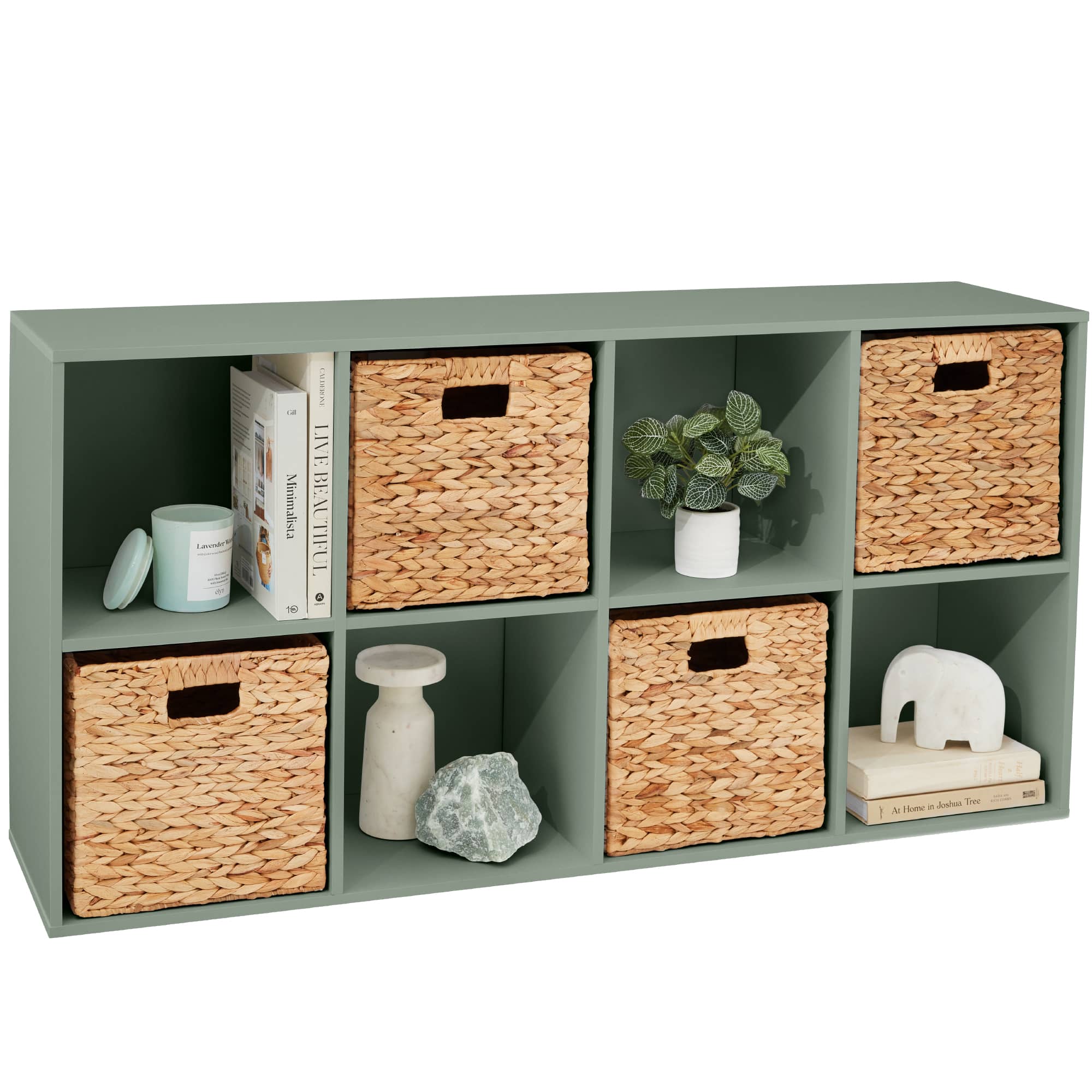 Best Choice Products SKY8771 8-Cube Bookshelf 13.5in Display Storage System Organizer w/ Removable Back Panels - Sage