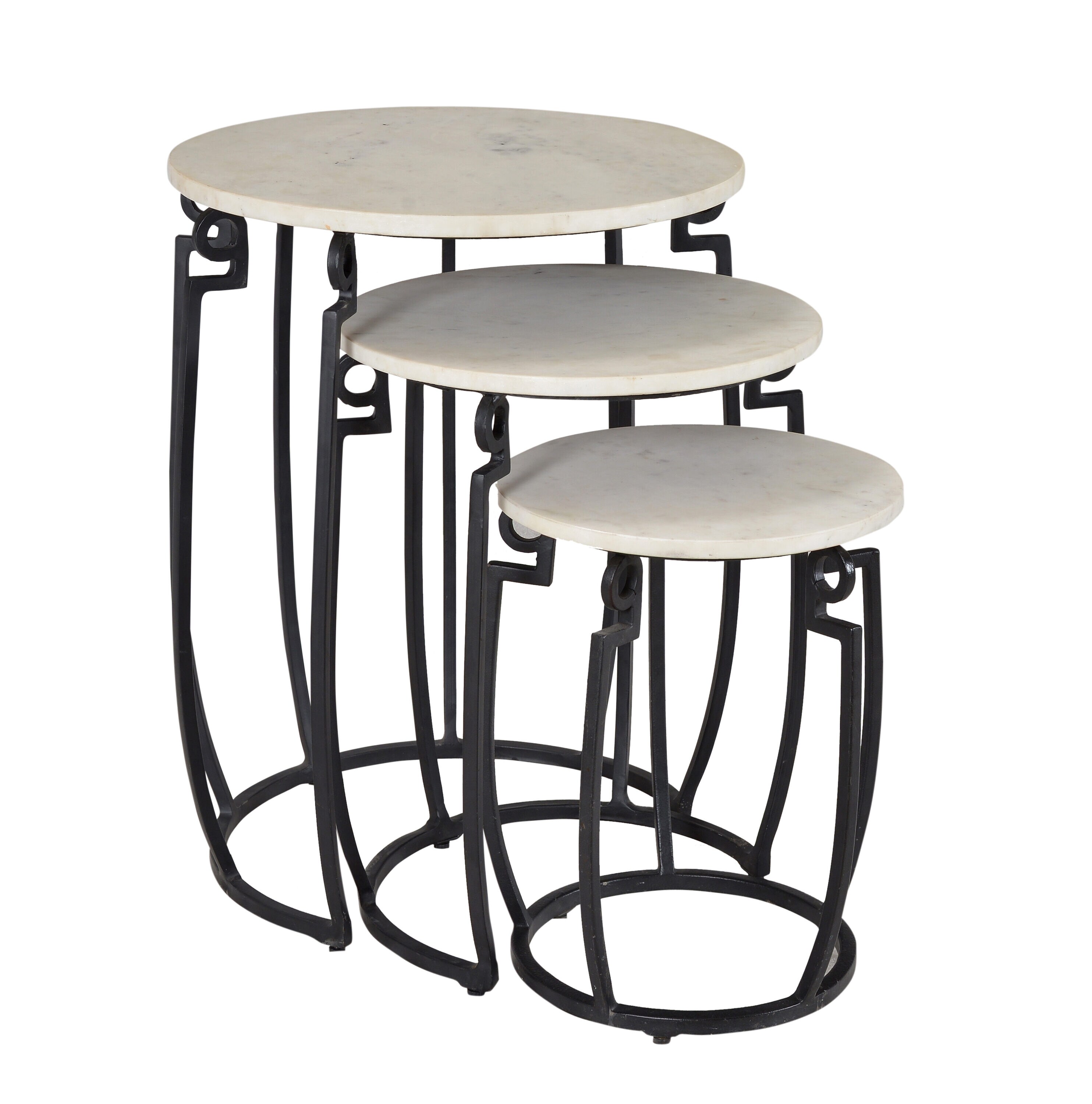 Coast to Coast 93411 19-in W x 25-in H Ponga Black Granite/Marble Round Modern End Table Assembly Required